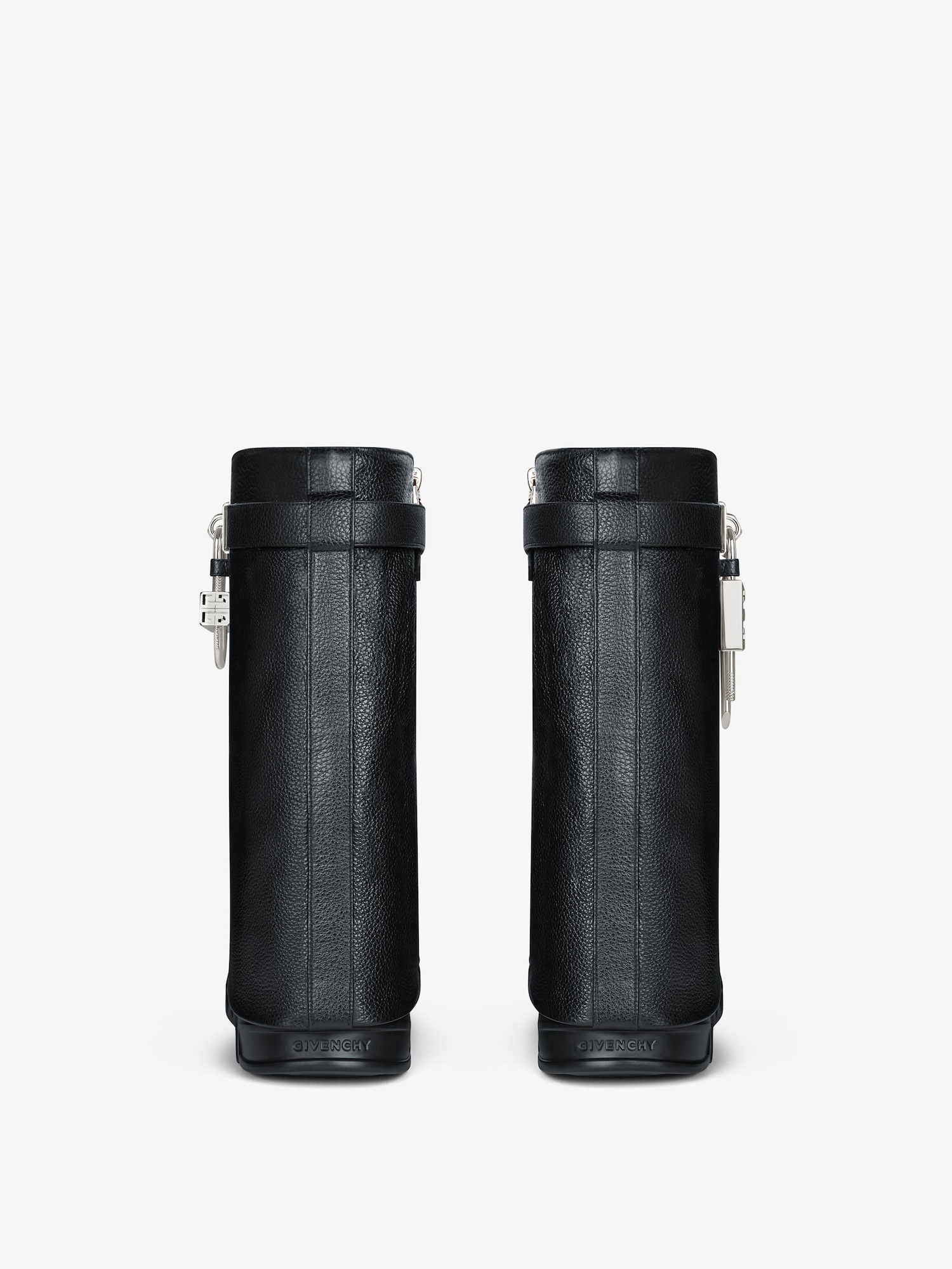 シャークロック バイカー アンクルブーツ グレインレザー - ブラック  