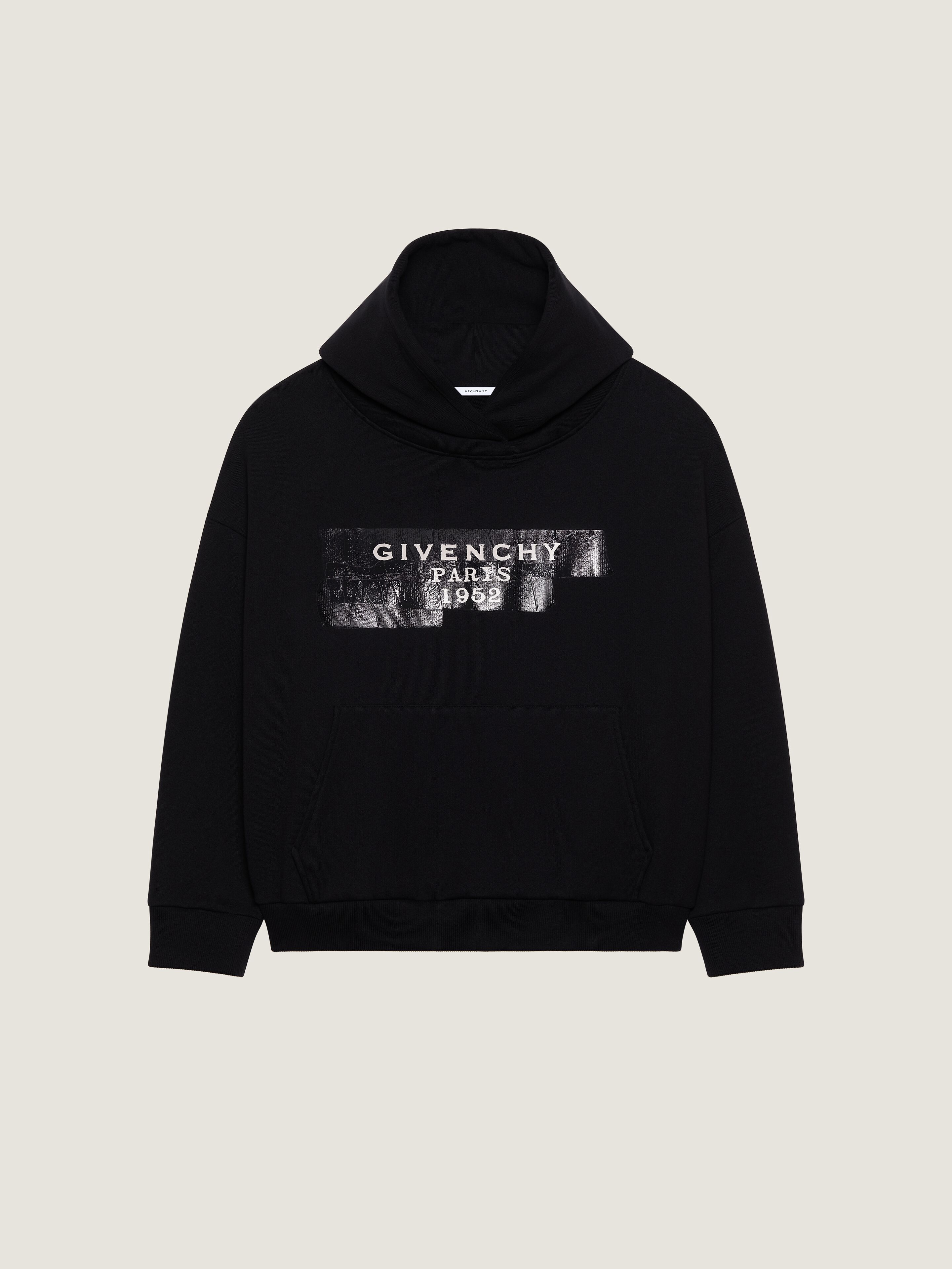 Givenchy Hoodie Sweatshirt In Fleece With Tape Print In Black