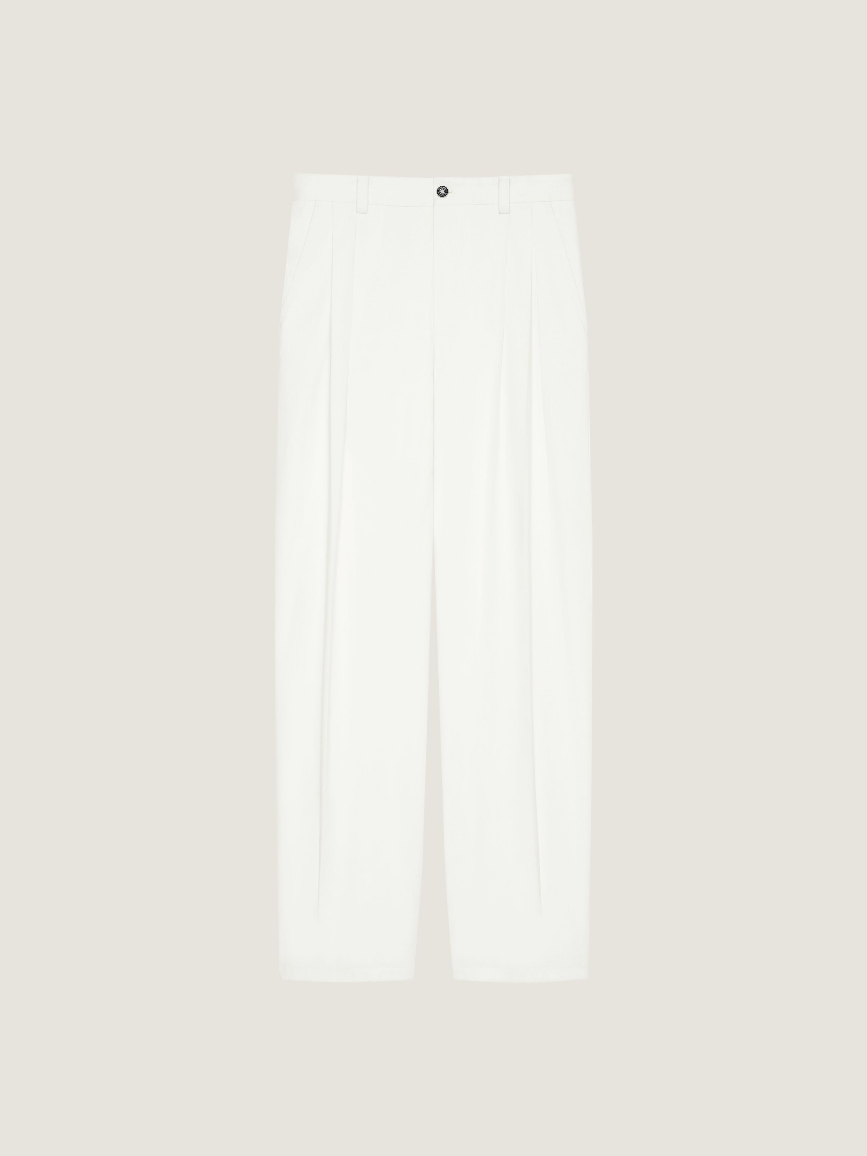 国内発 GIVENCHY ホワイトコットンプリーツパンツ コットン ツープリーツ パンツ - アイボリー | GIVENCHY JP