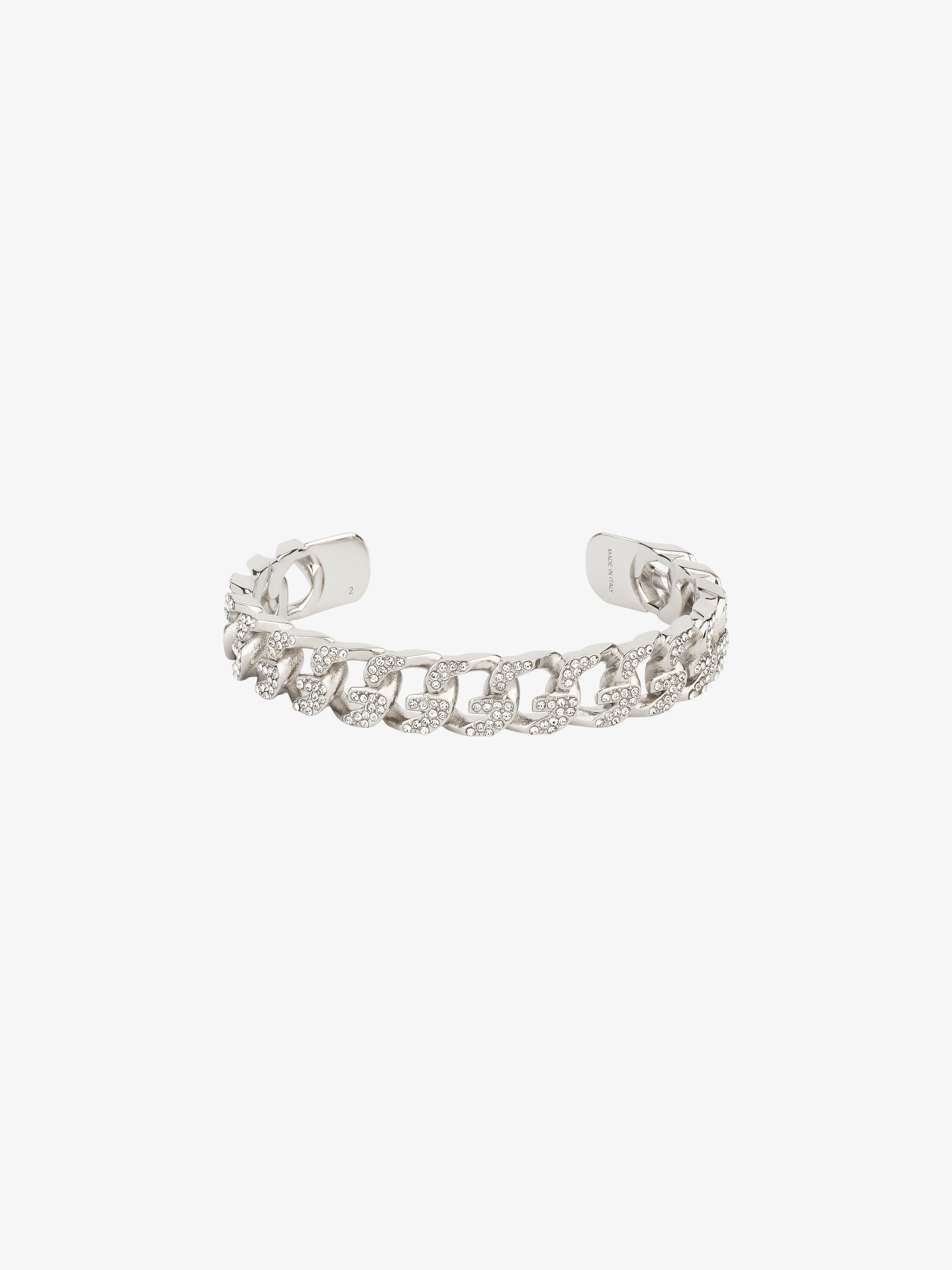 Shop Givenchy G Chain Bracelet In Metal With Crystals In Silvery