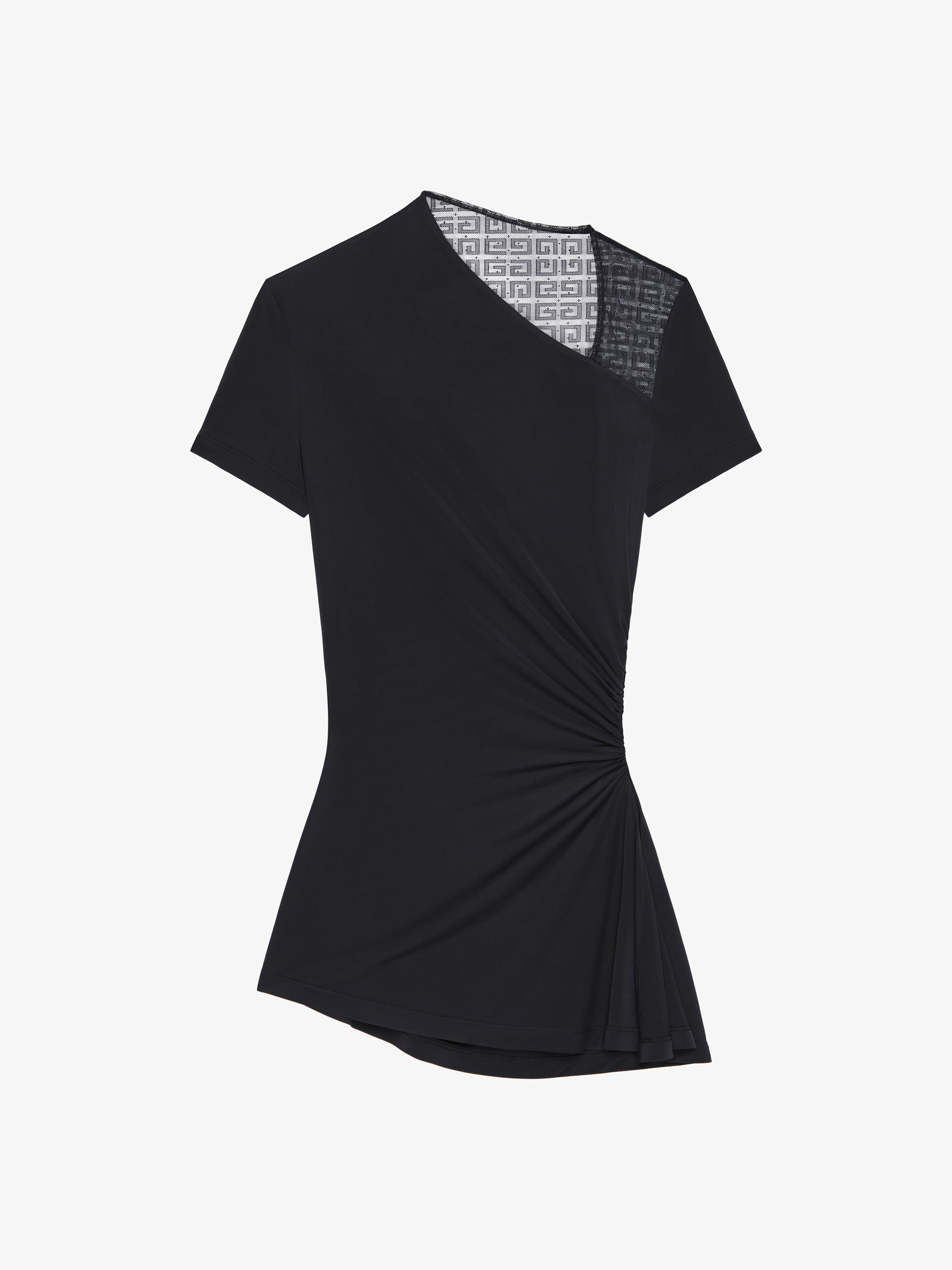 Shop Givenchy Draped Top In Jersey And 4g Lace In Black