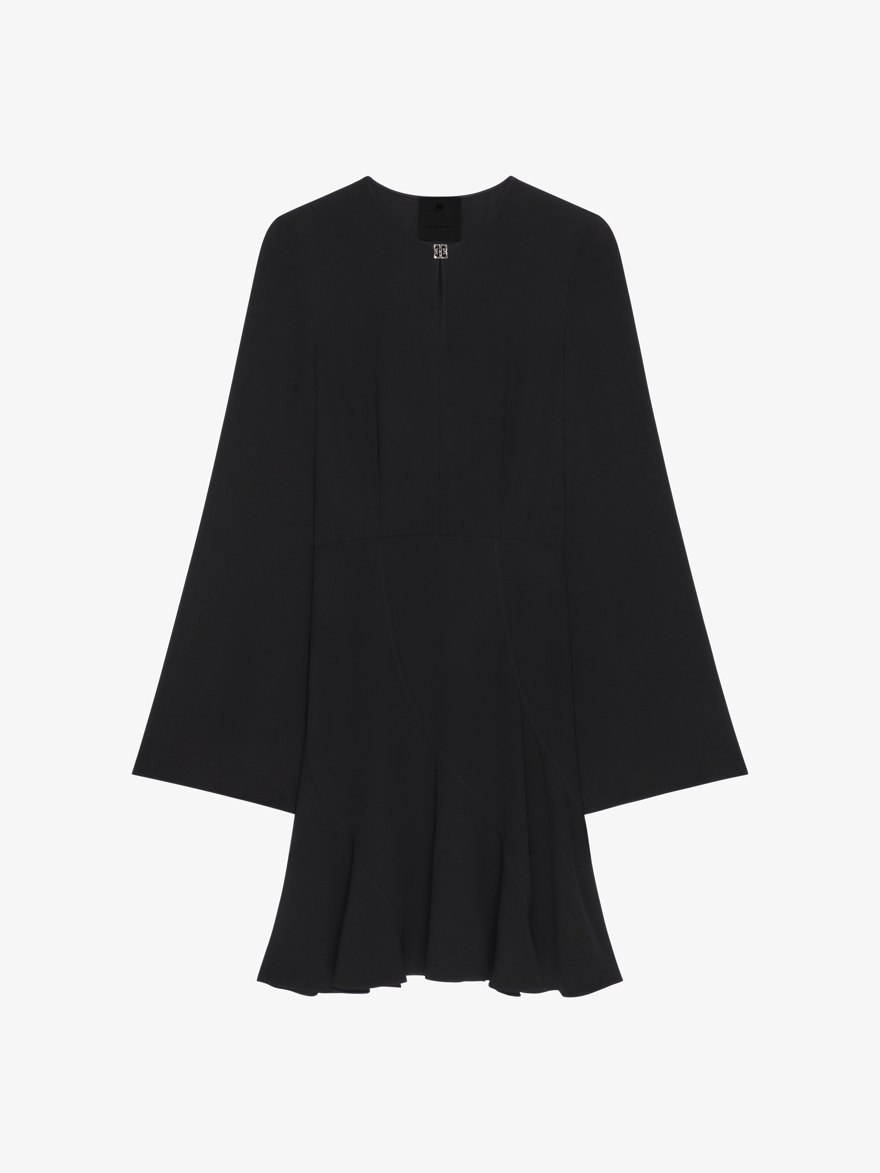 Shop Givenchy Dress In Crepe And Satin With 4g Liquid Detail