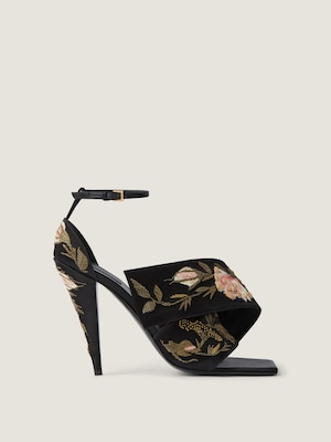 Sandales à talons Sliced Square à broderies florales