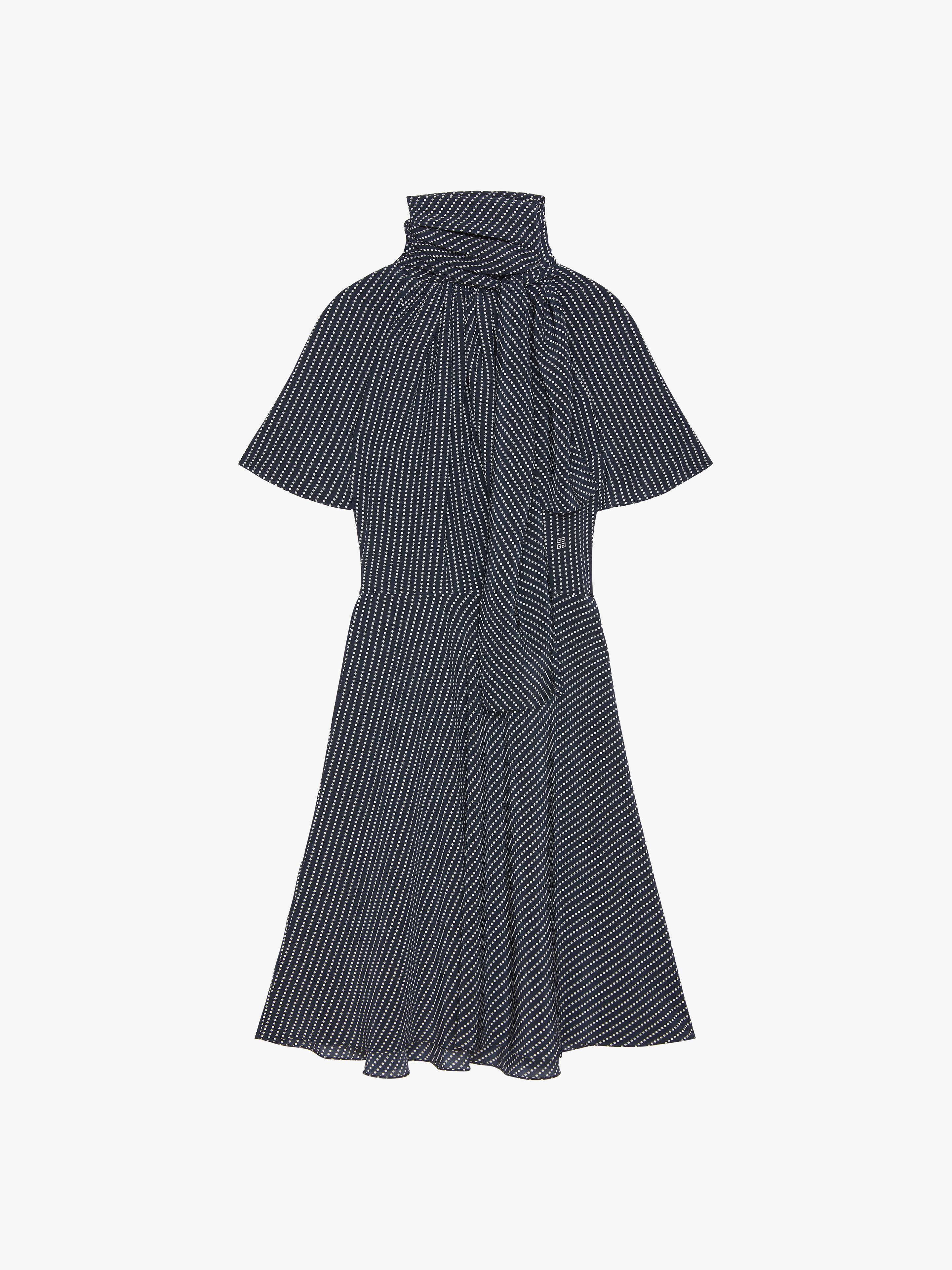 Givenchy - Robe À Pois En Soie Avec Lavallière - Bleu - pour Femme - Taille : 38