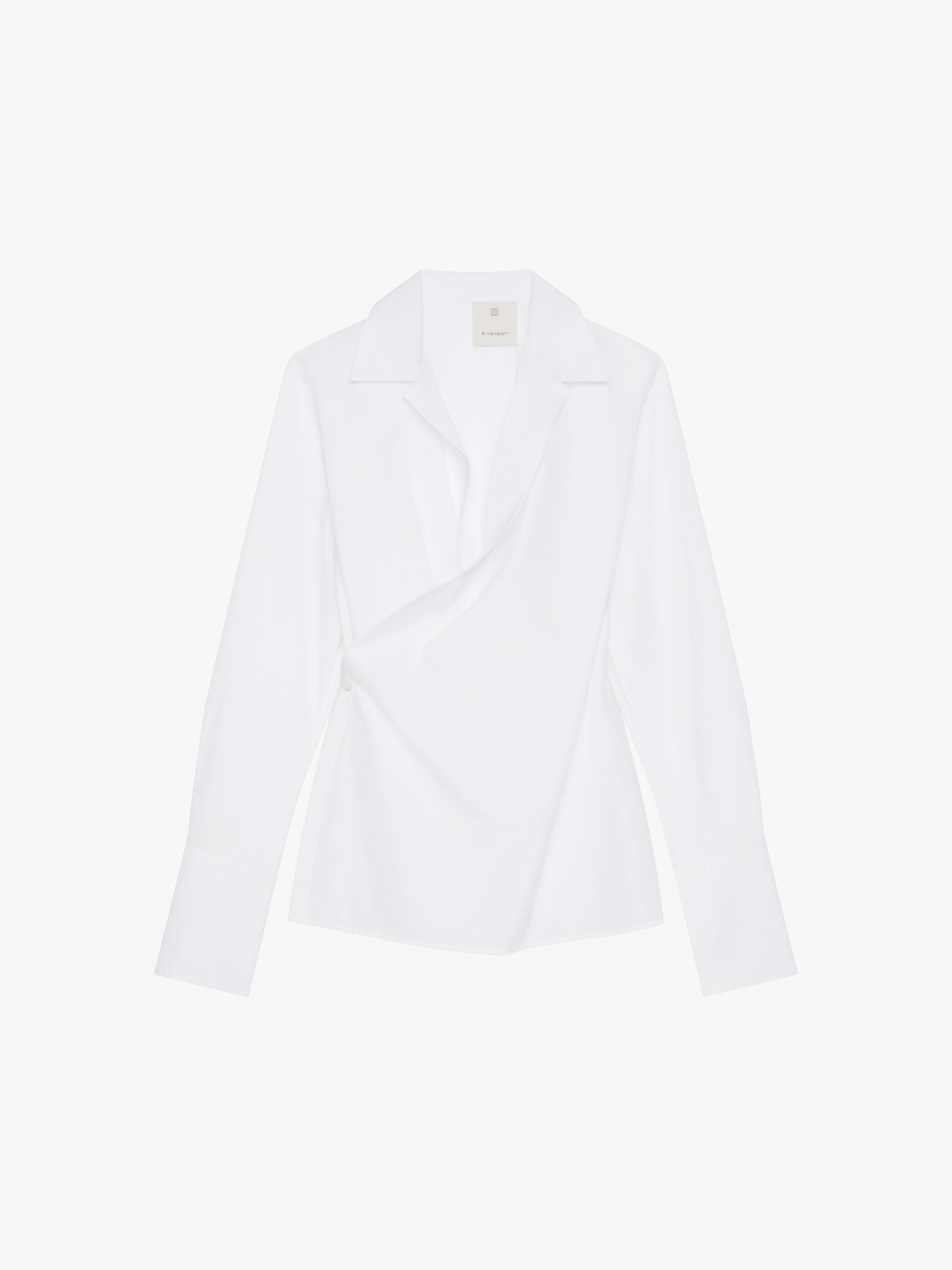 Shop Givenchy Wrap Shirt In Poplin In White