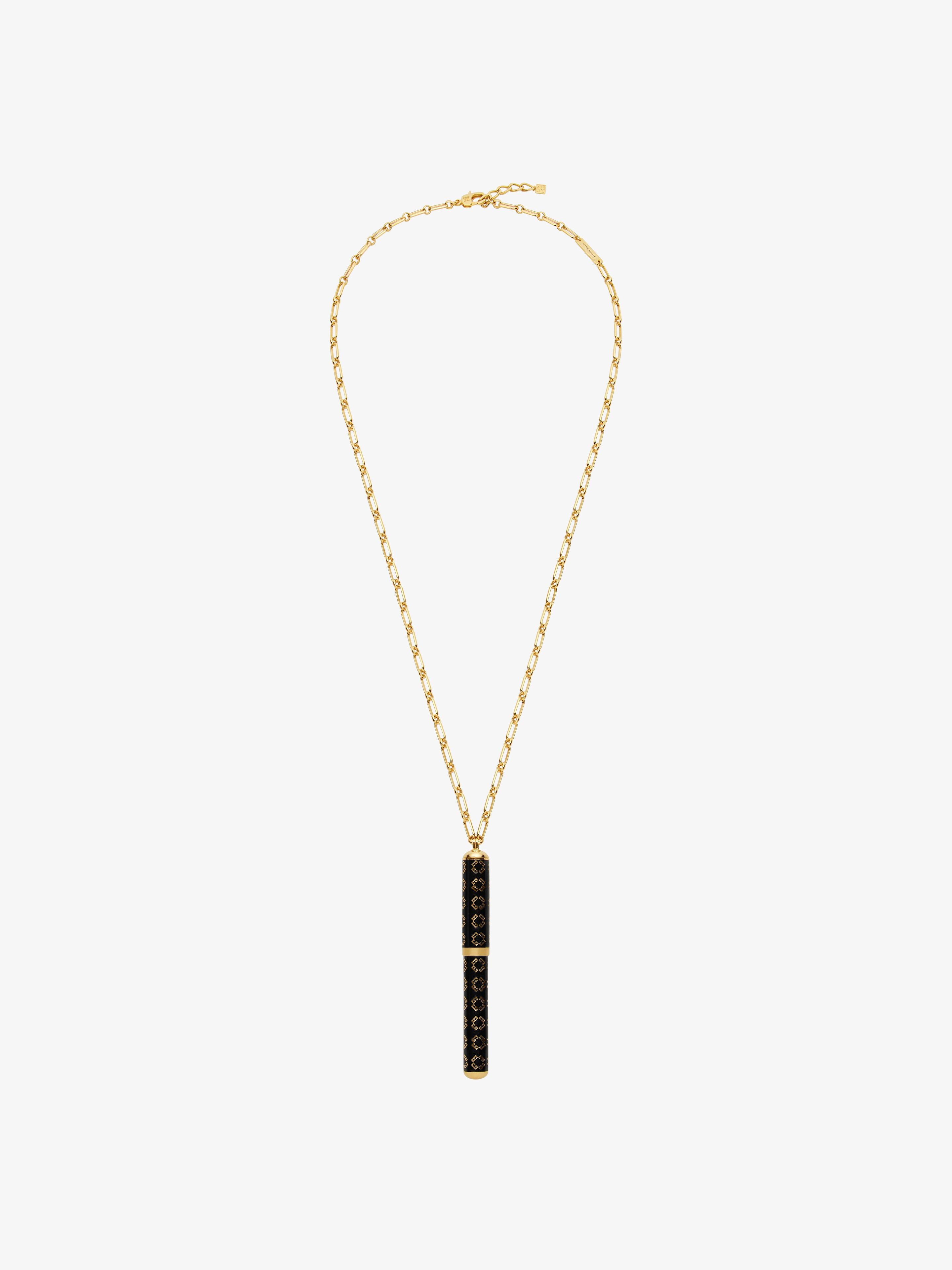 Charm pen necklace in metal and enamel in - black/golden