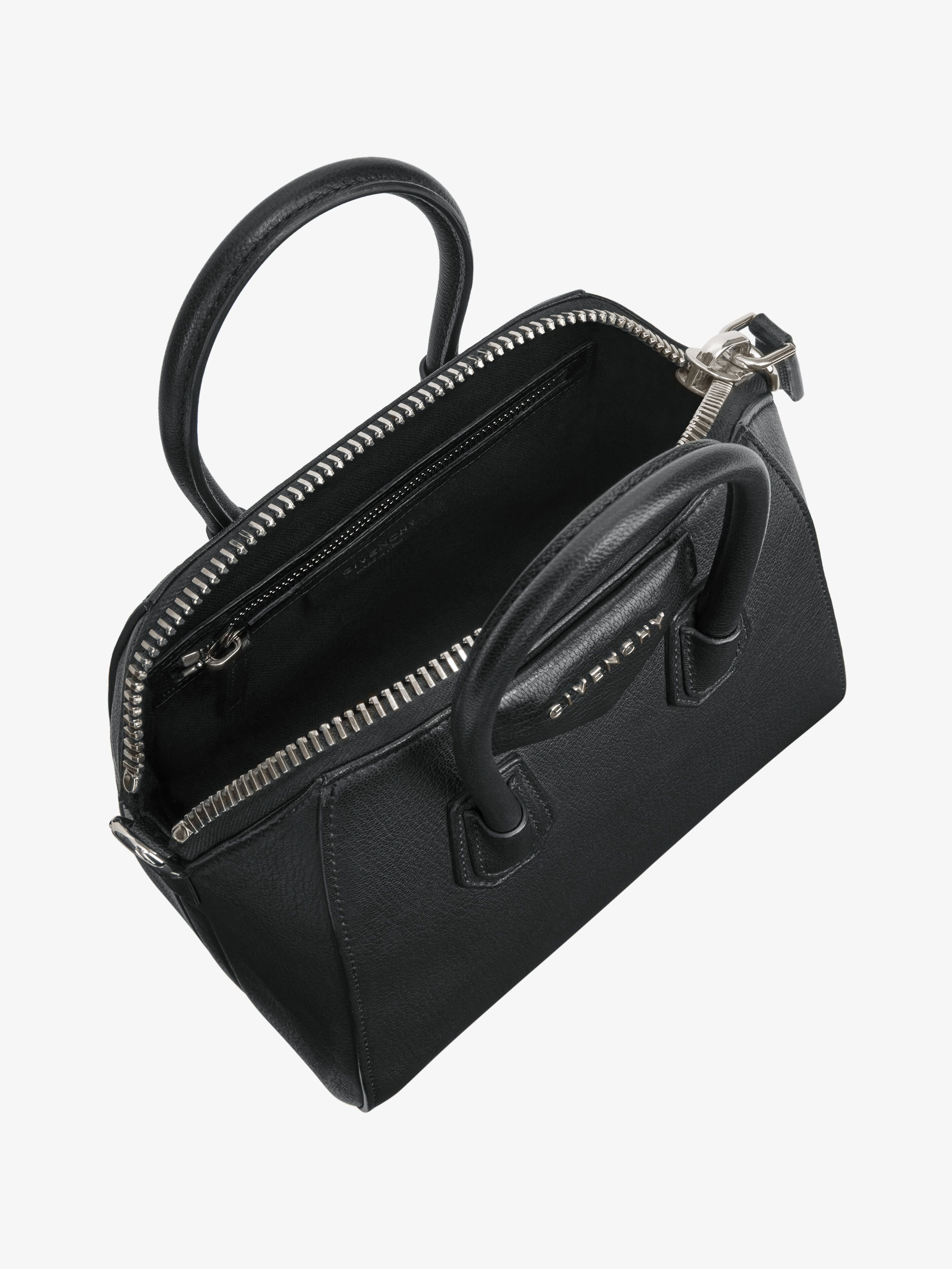 Mini Antigona bag in grained leather black