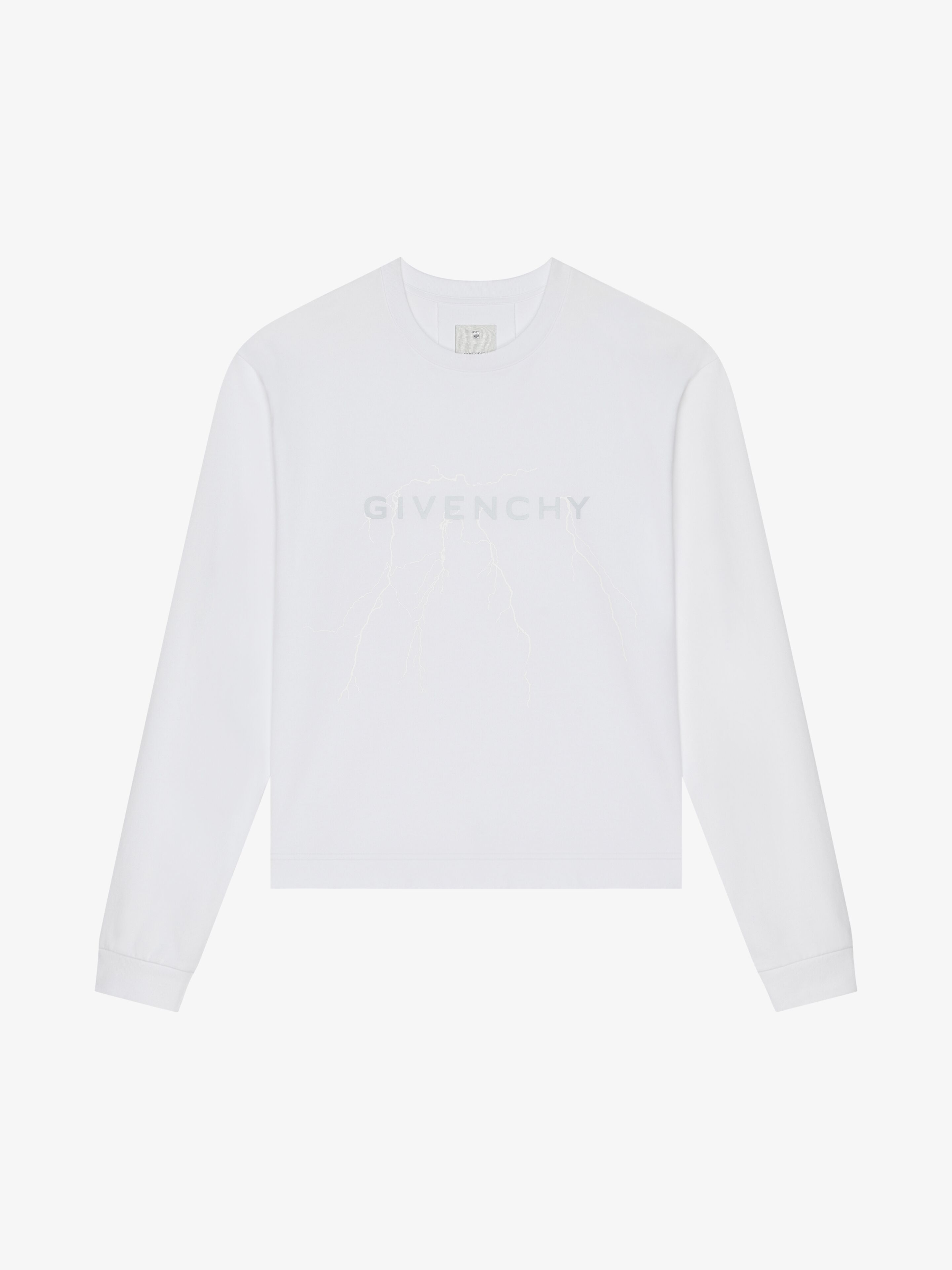 Shop Givenchy Boxy Fit T-shirt In Cotton With Reflective Artwork In White