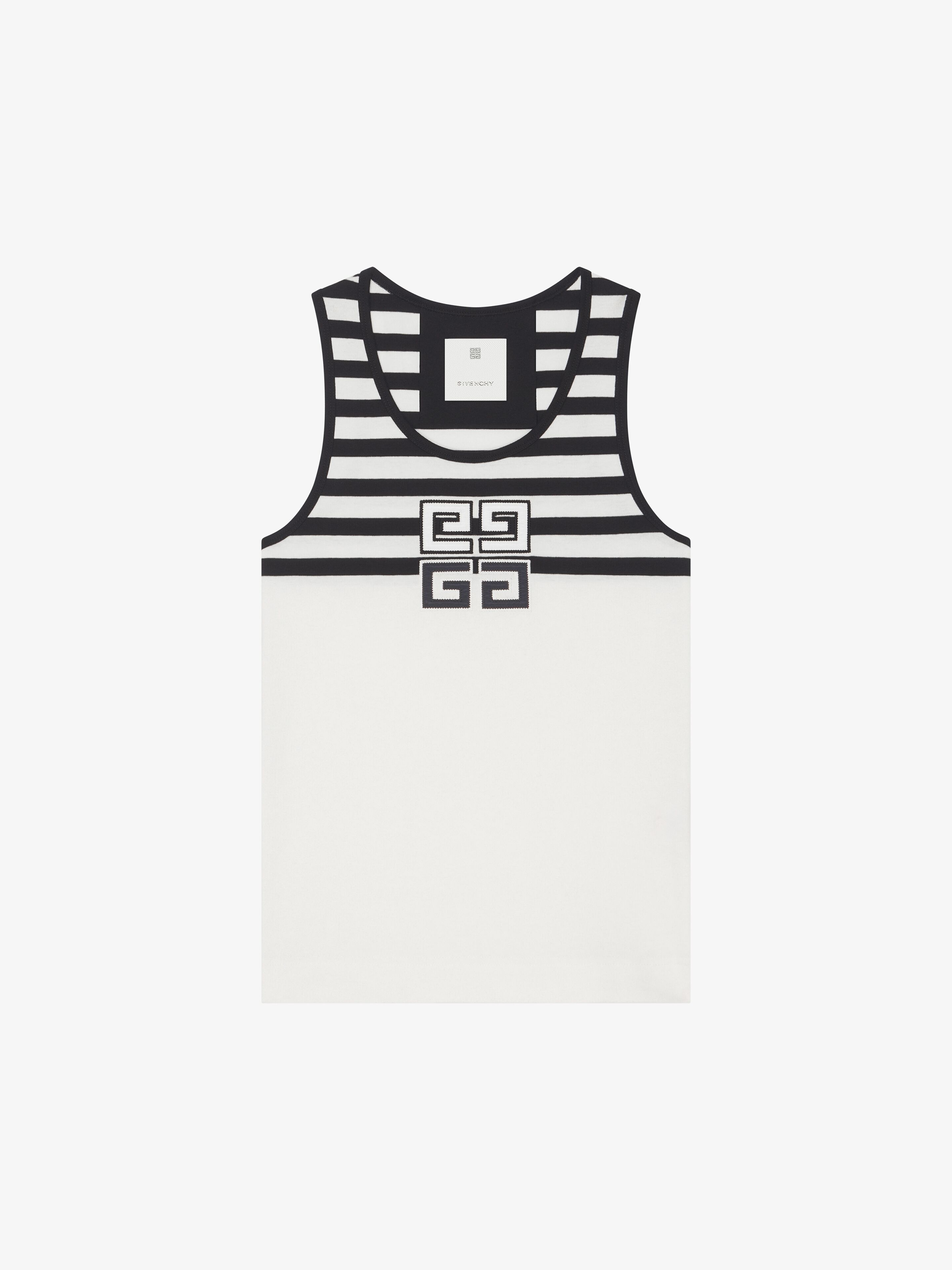 Givenchy 4g Slim Fit Tank Top In Cotton With Stripes In Black