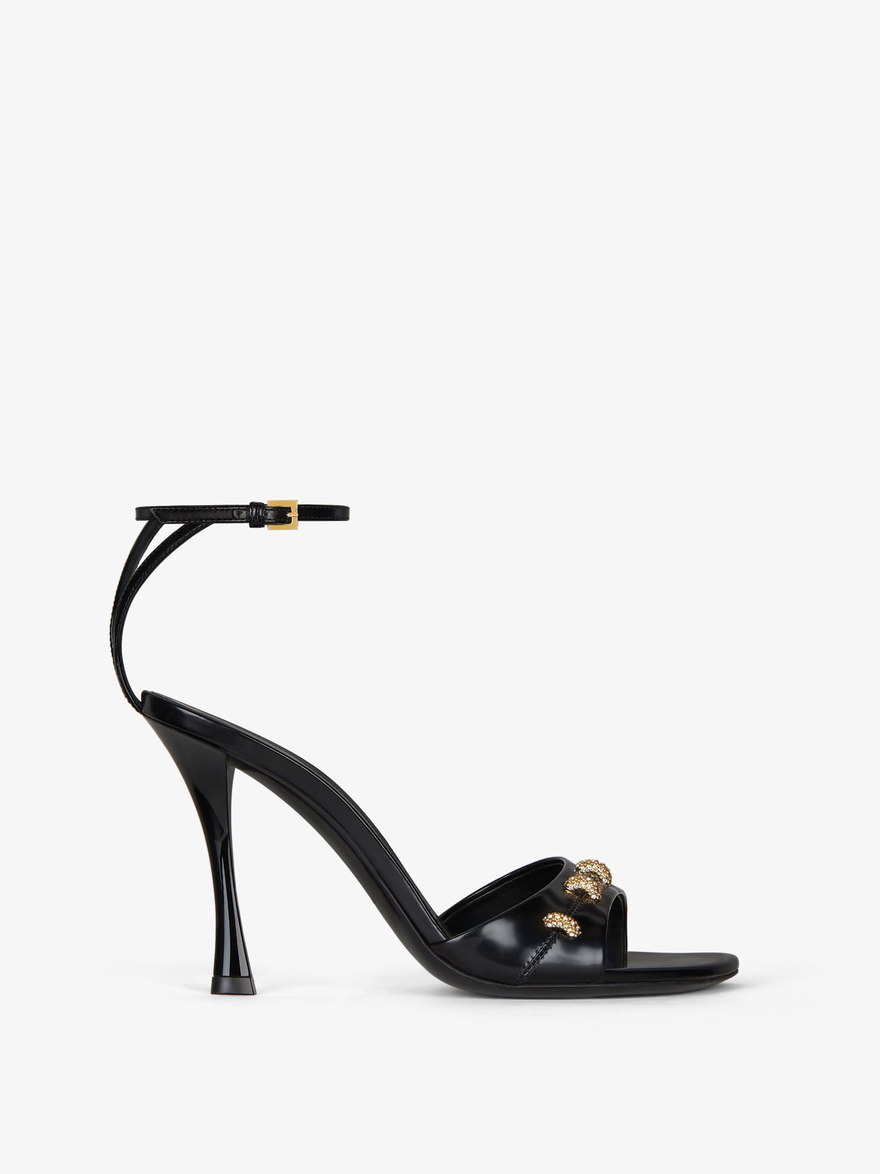 Shop Givenchy Stitch Sandals In Leather With Crystals Details In Black