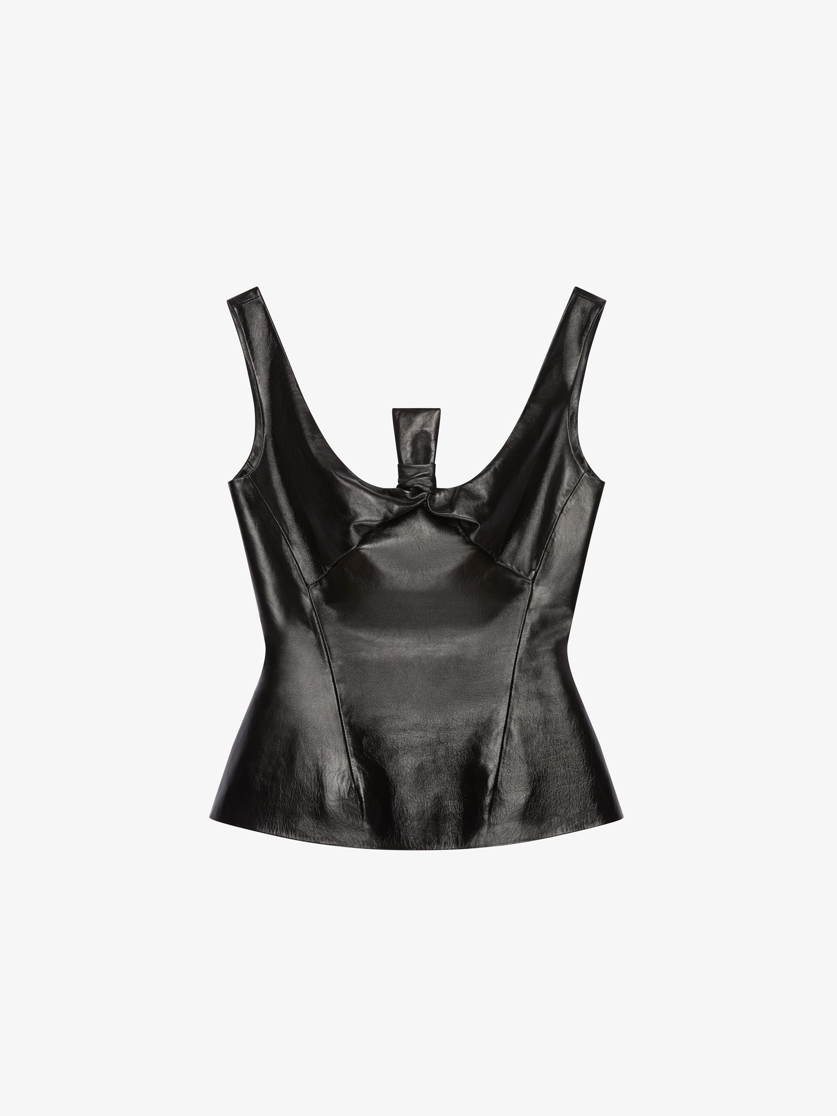 Givenchy - Peplum Top In Leather With Bow Detail - Black - Men - Size: 34