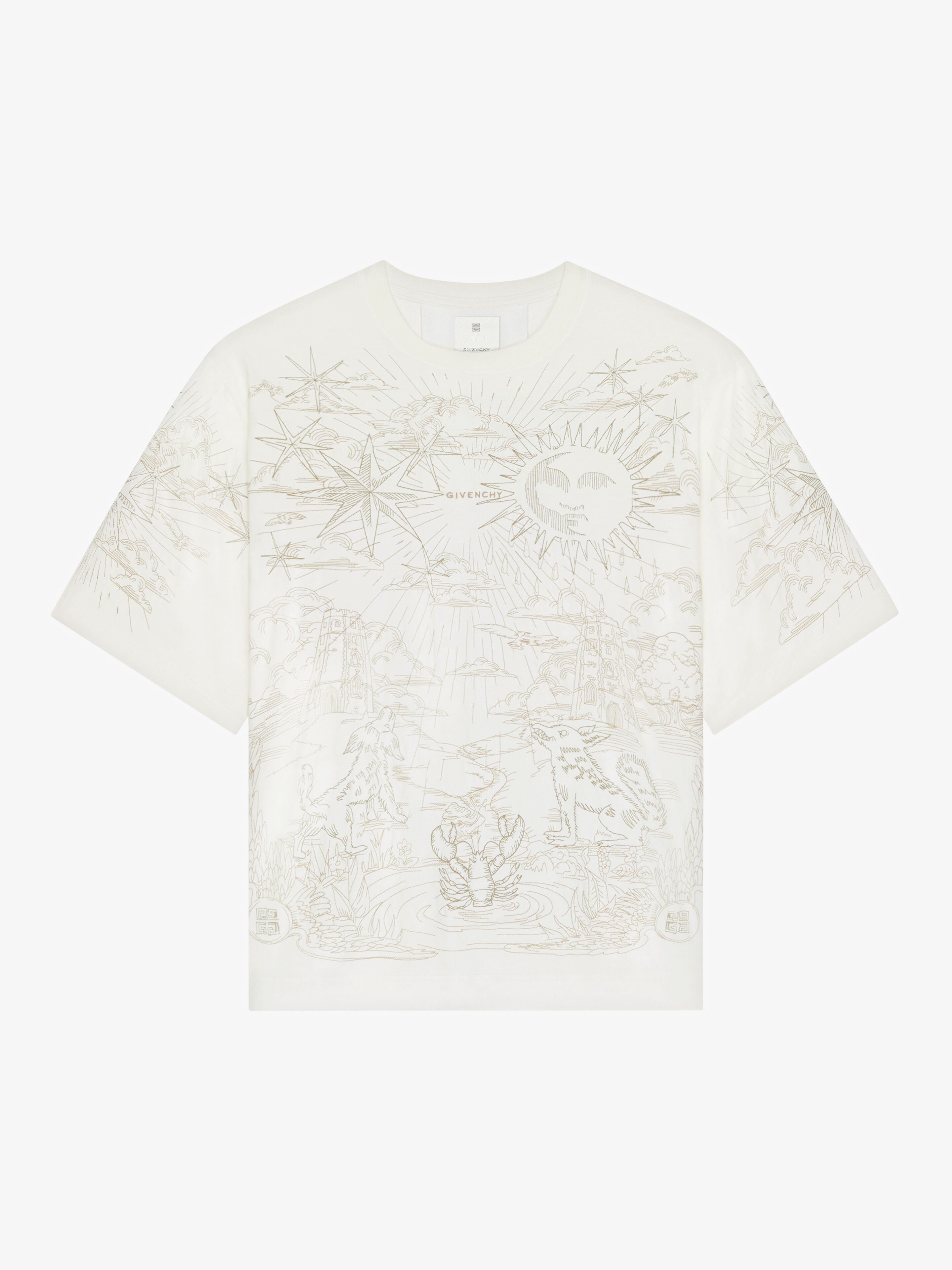 Shop Givenchy Embroidered T-shirt In Cotton In White