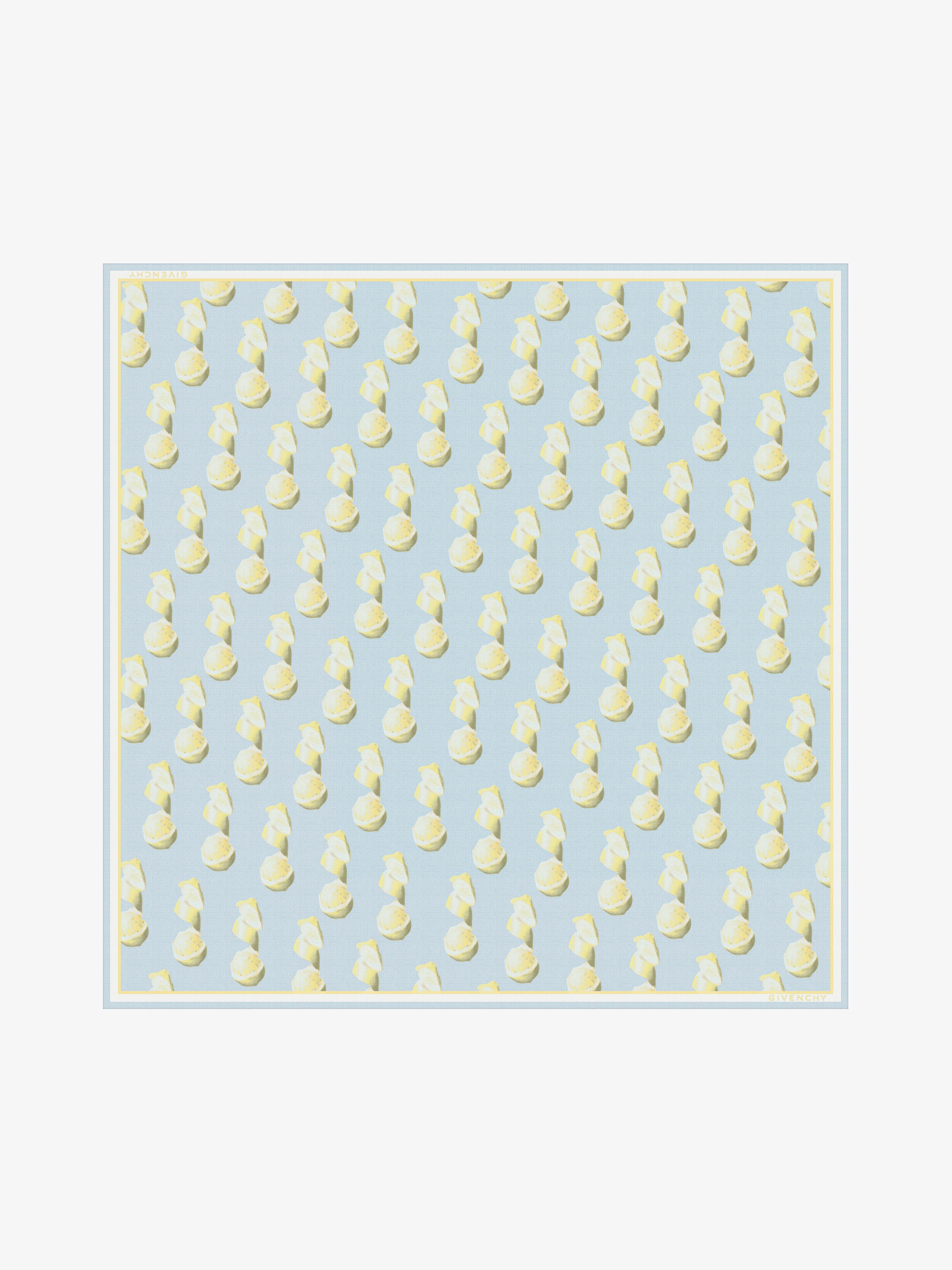 Givenchy - Large Square In Silk 4G With Lemon Print - Blue - Women - Size: TU