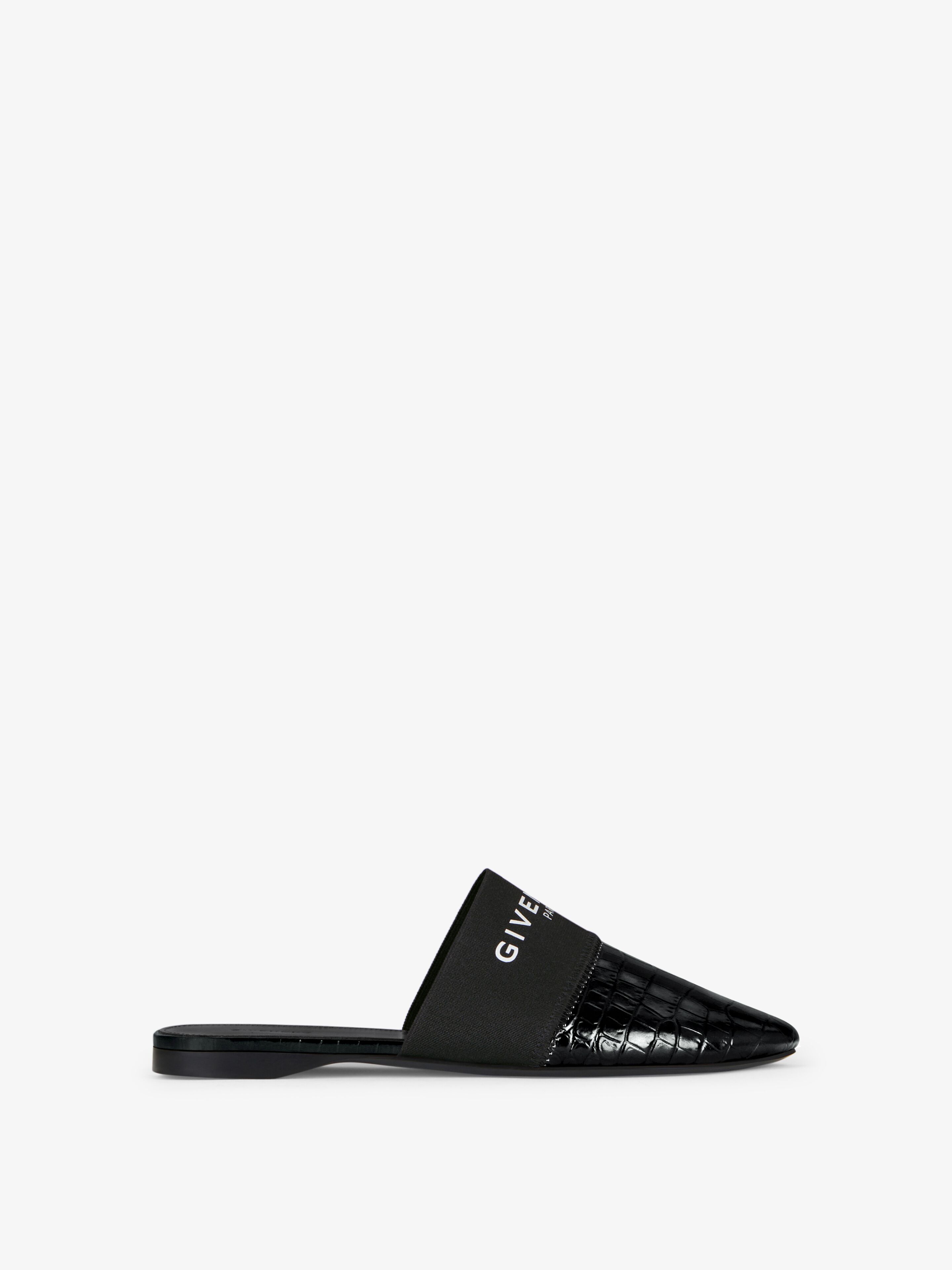 Givenchy - Mules Plates Bedford En Cuir Façon Crocodile - Noir - pour Femme - Taille : 38.5