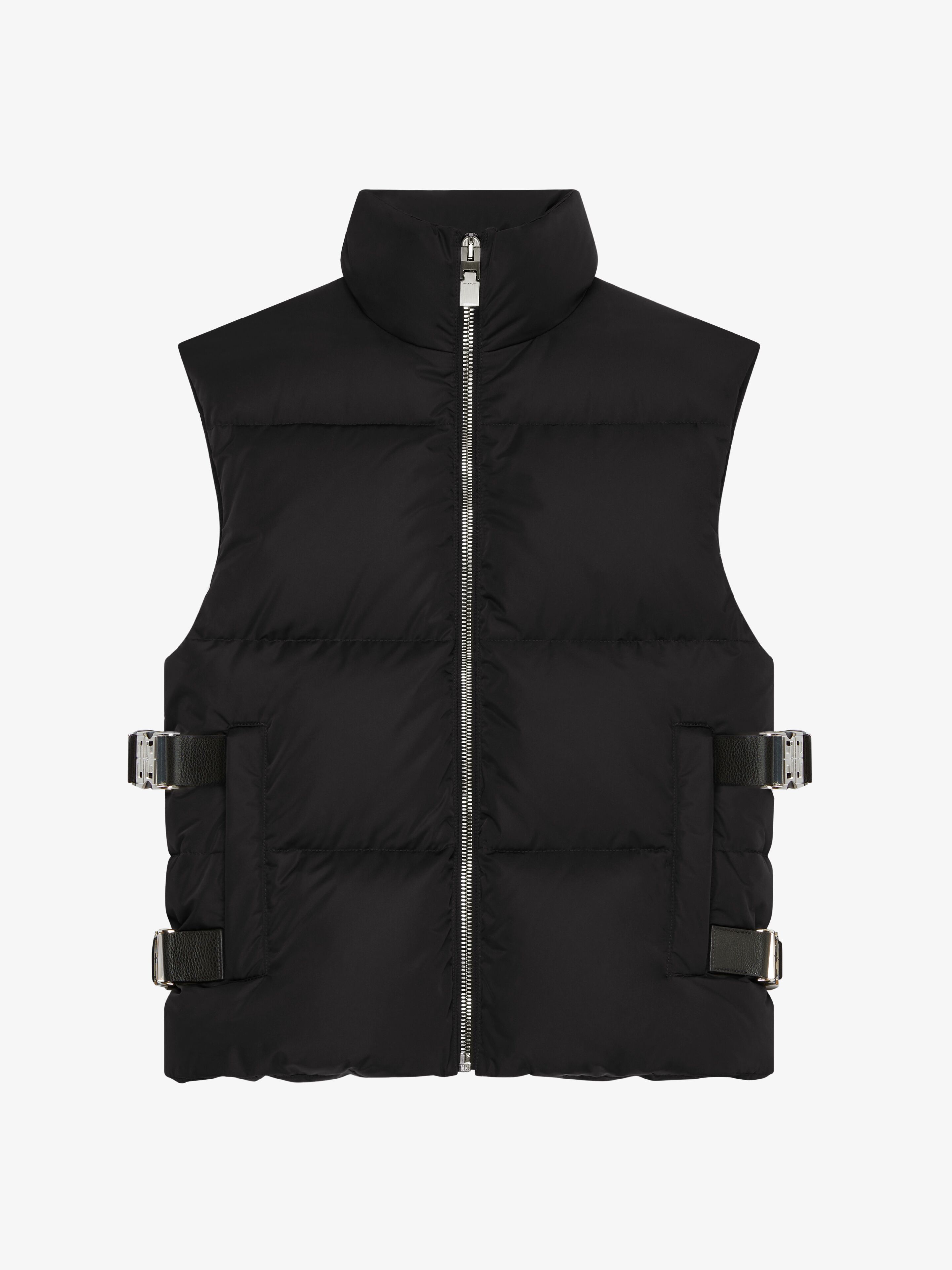 Shop Givenchy Sleeveless Puffer Jacket With Metallic Details In Black