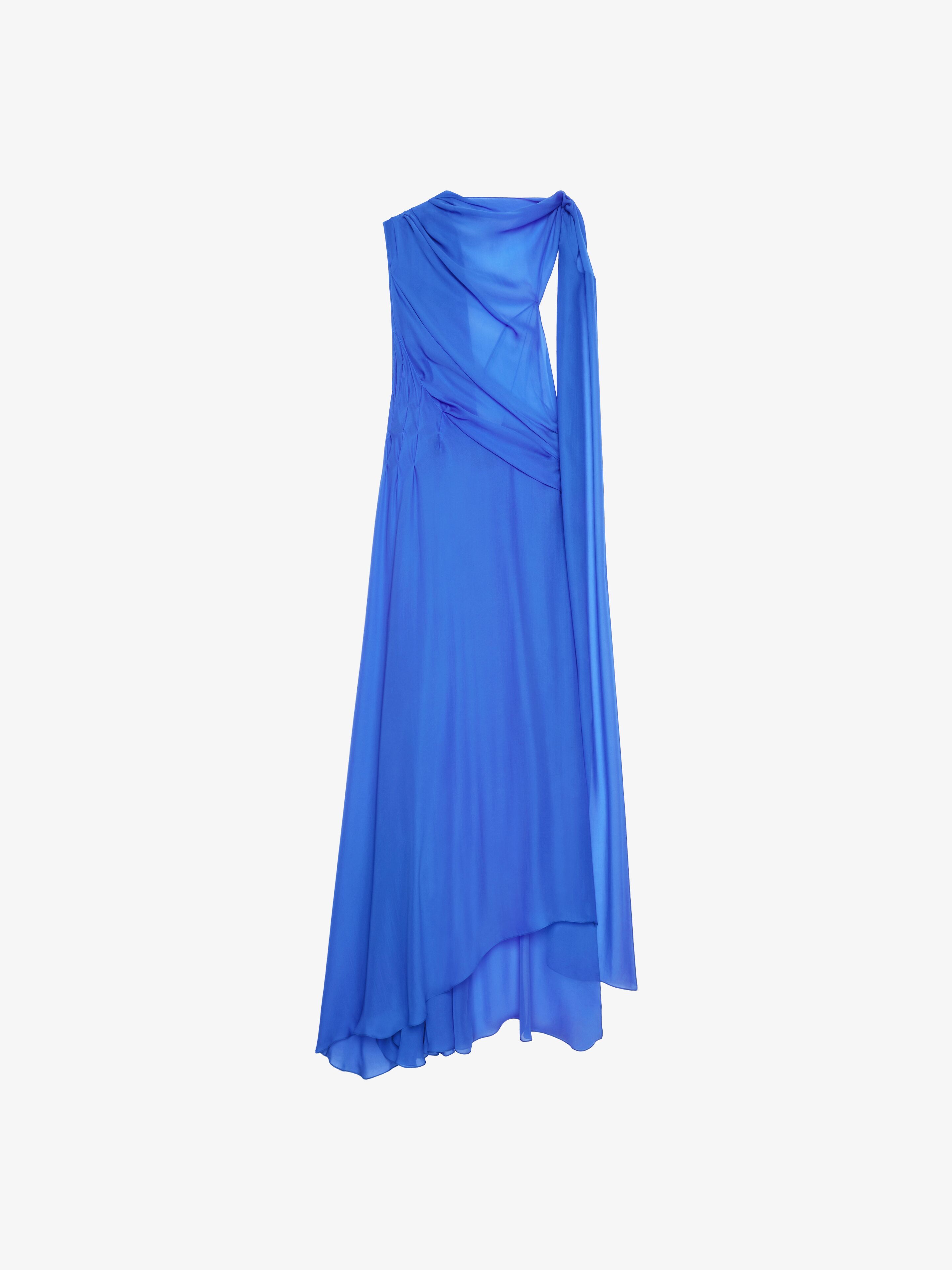 Shop Givenchy Draped Dress In Satin With Lavallière In Iris Purple