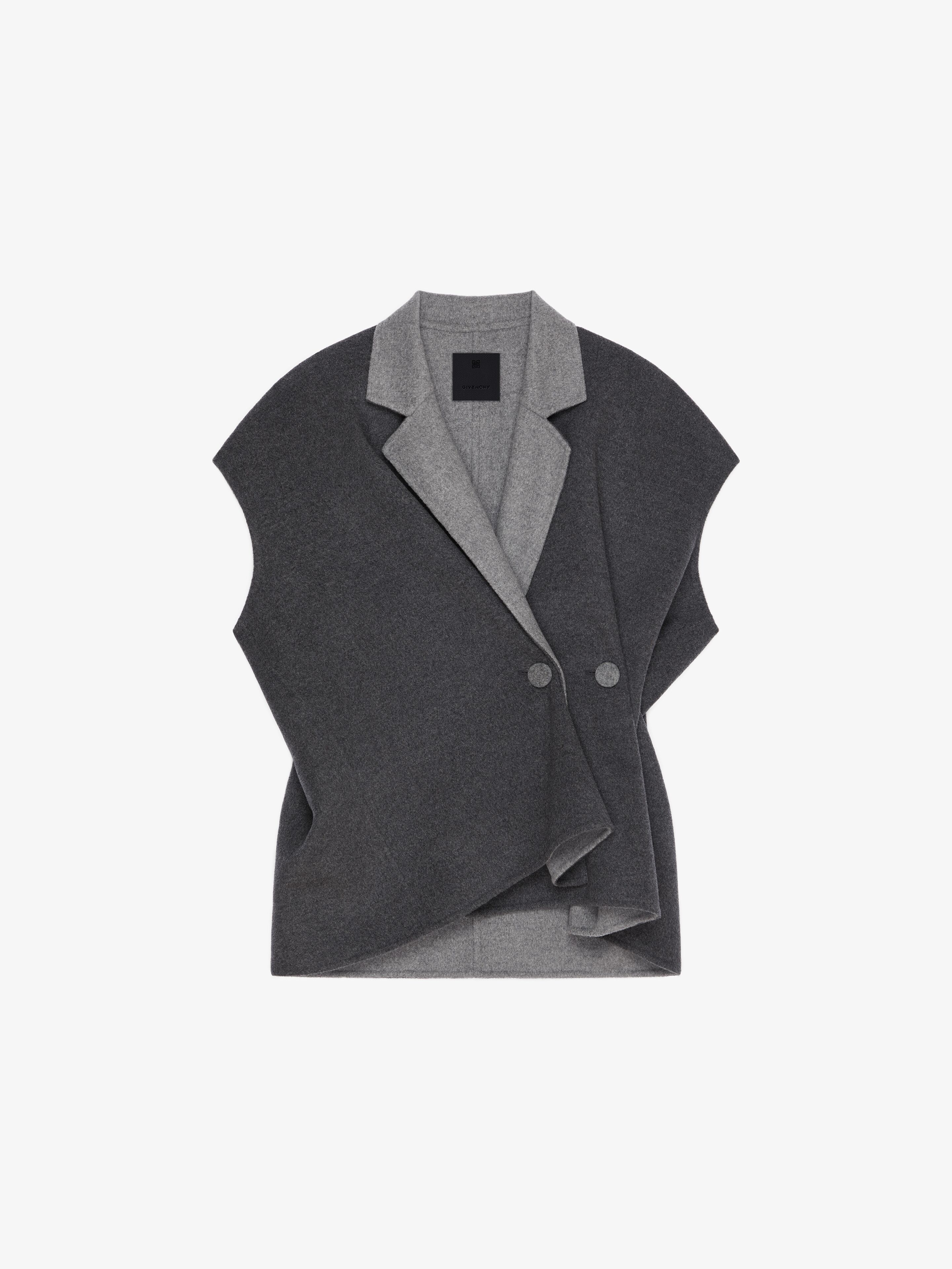 Shop Givenchy Sleeveless Jacket In Double Face Wool And Cashmere In Dark Grey/grey