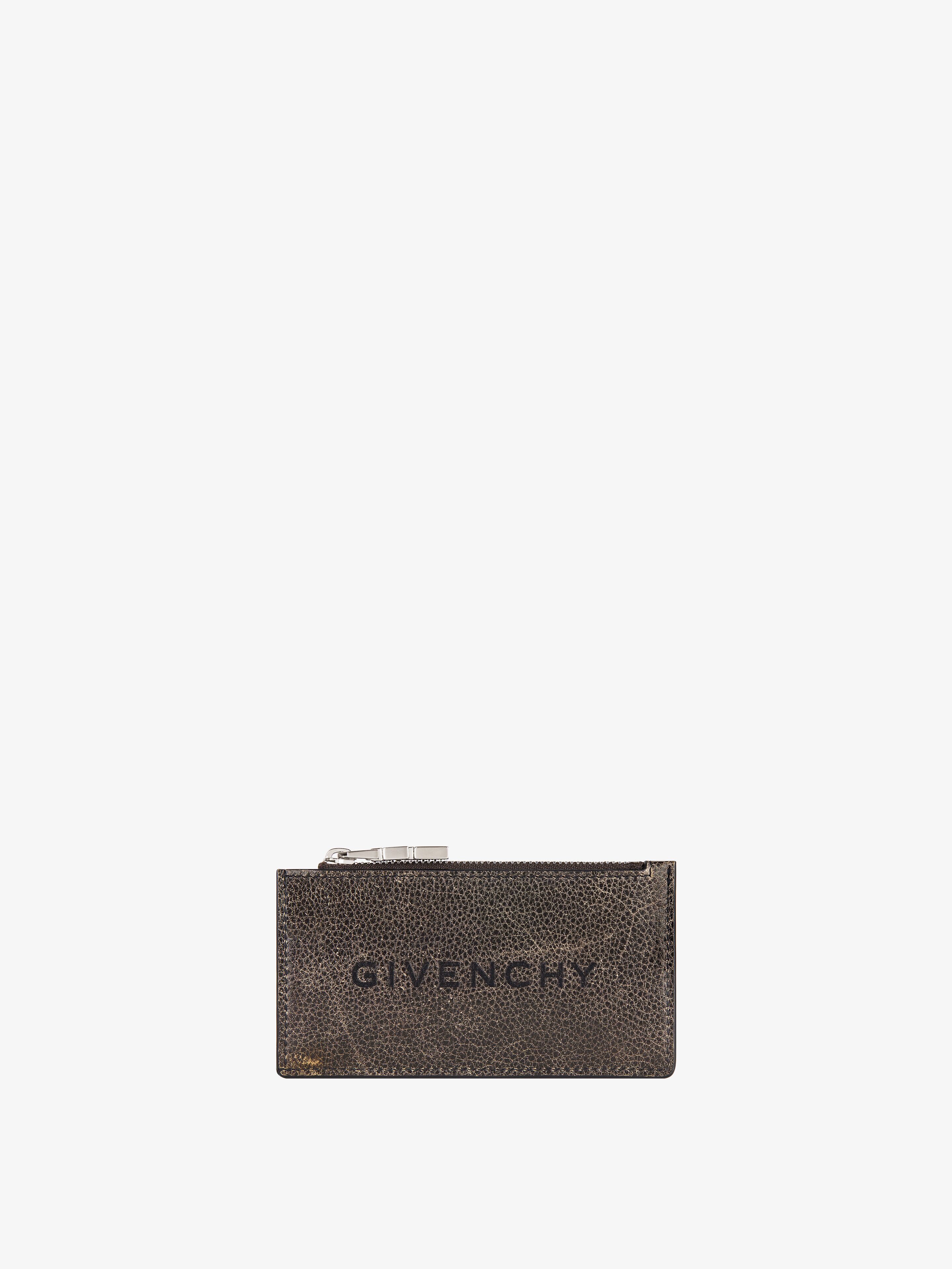 Shop Givenchy Zipped Card Holder In Crackled Leather In Multicolor