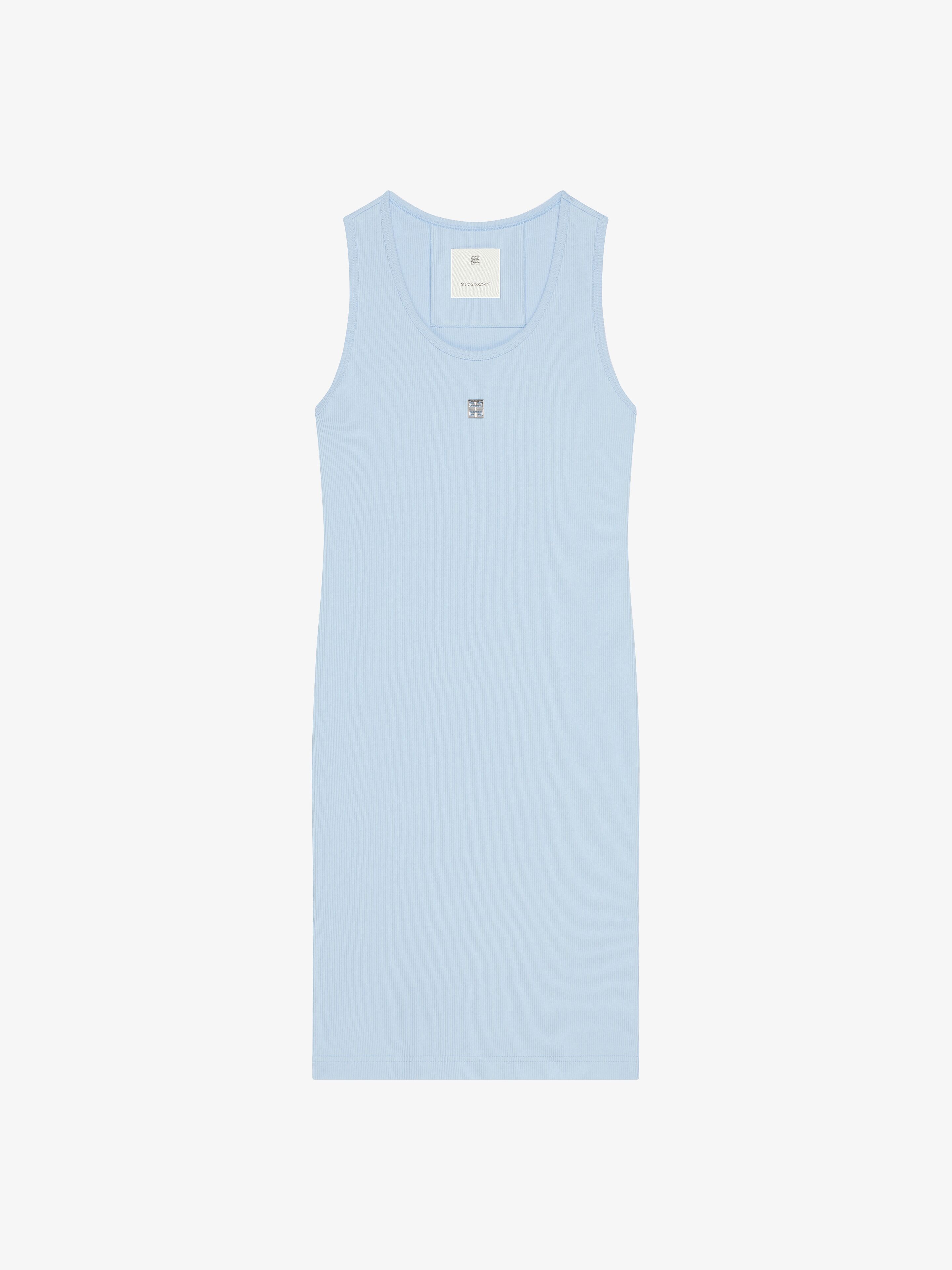 Shop Givenchy Tank Dress In Cotton With 4g Detail In Sky Blue