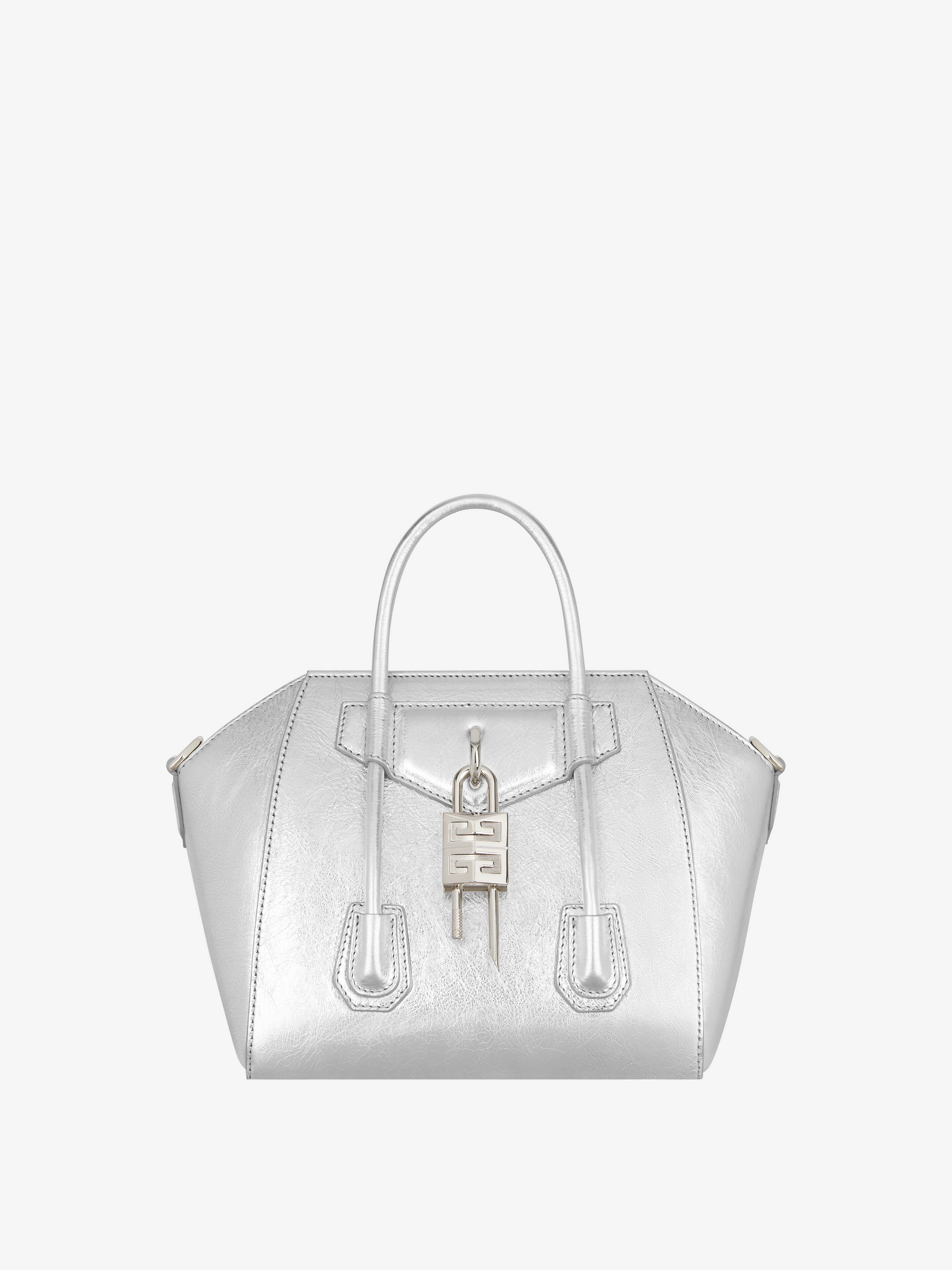 Givenchy Mini Antigona Lock Bag In Metallized Leather In Multicolor