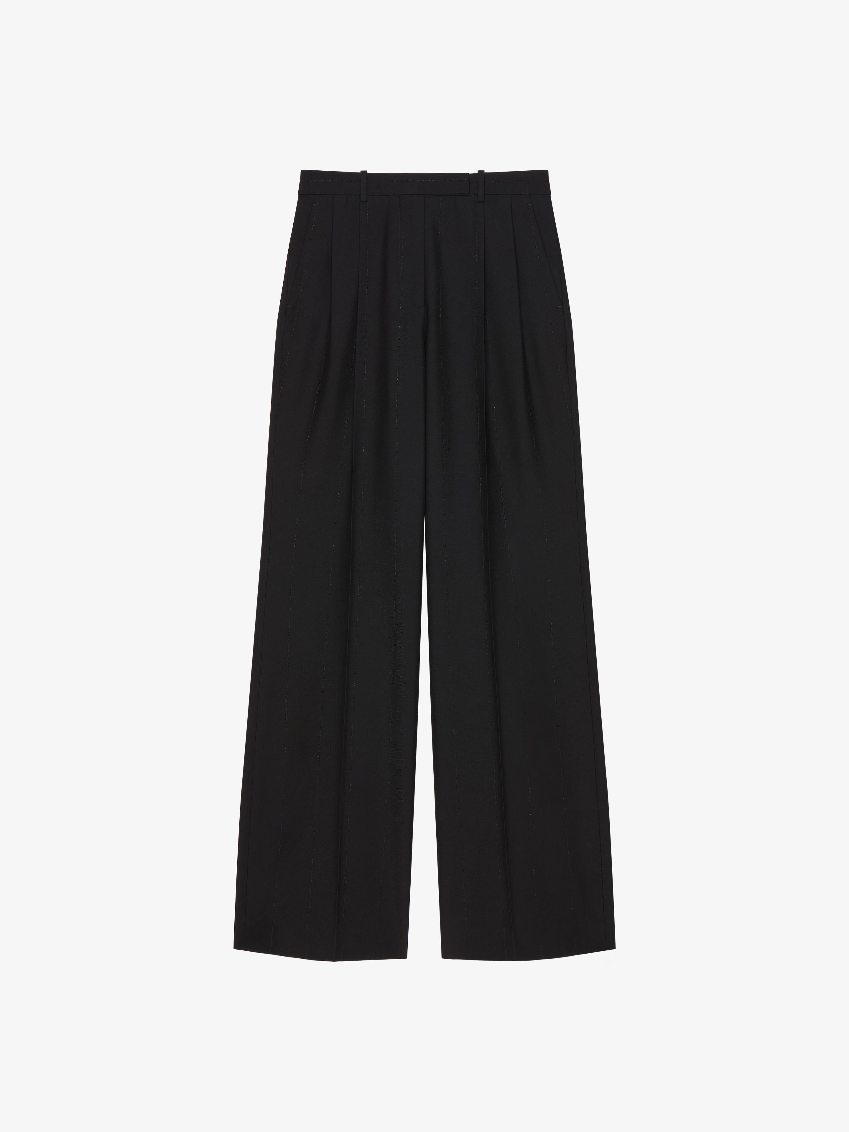 Shop Givenchy Tailored Pants In Wool With Lurex Stripes In Black