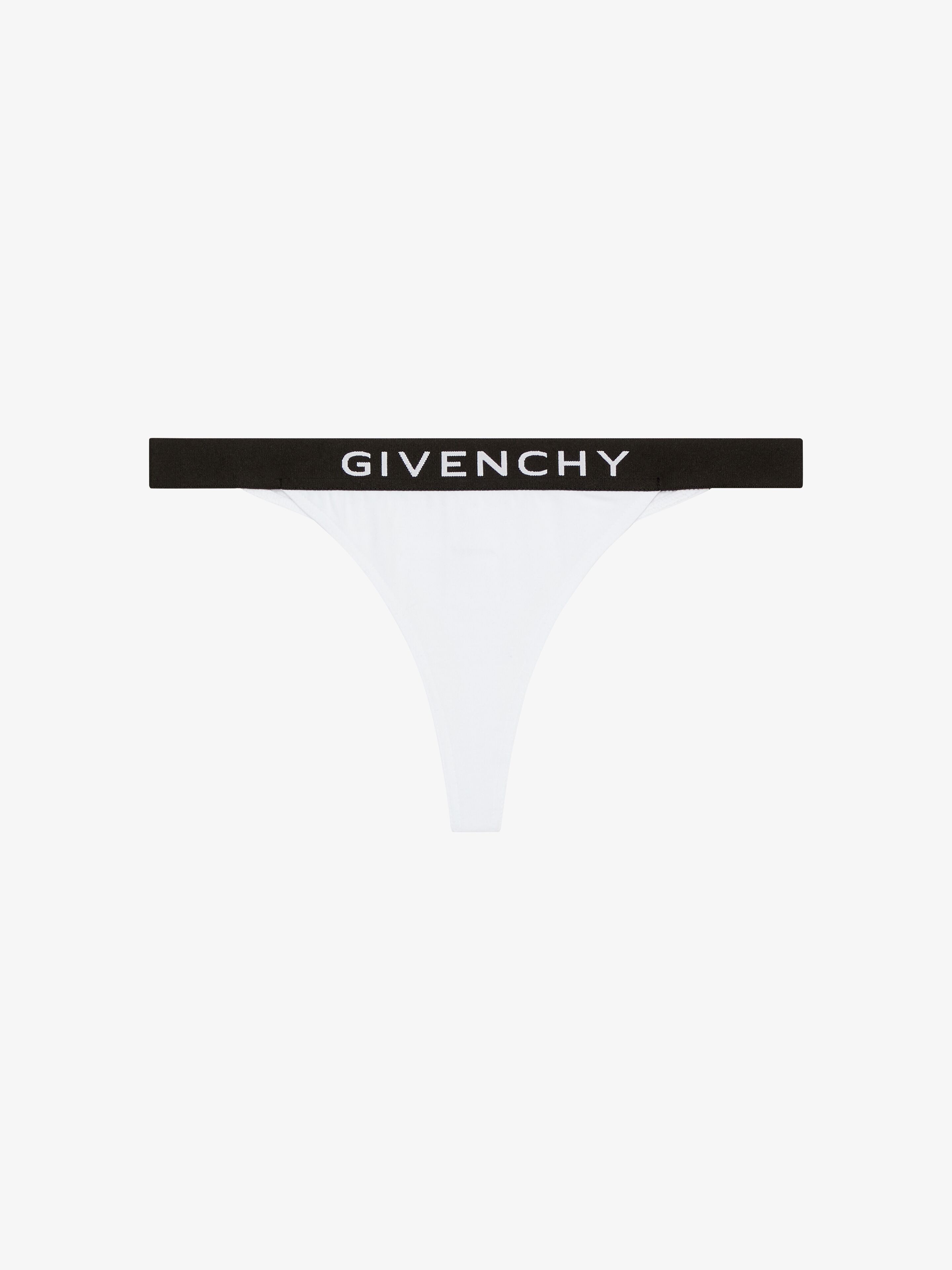Shop Givenchy Thong In Jersey Bio With  4g Signature In White