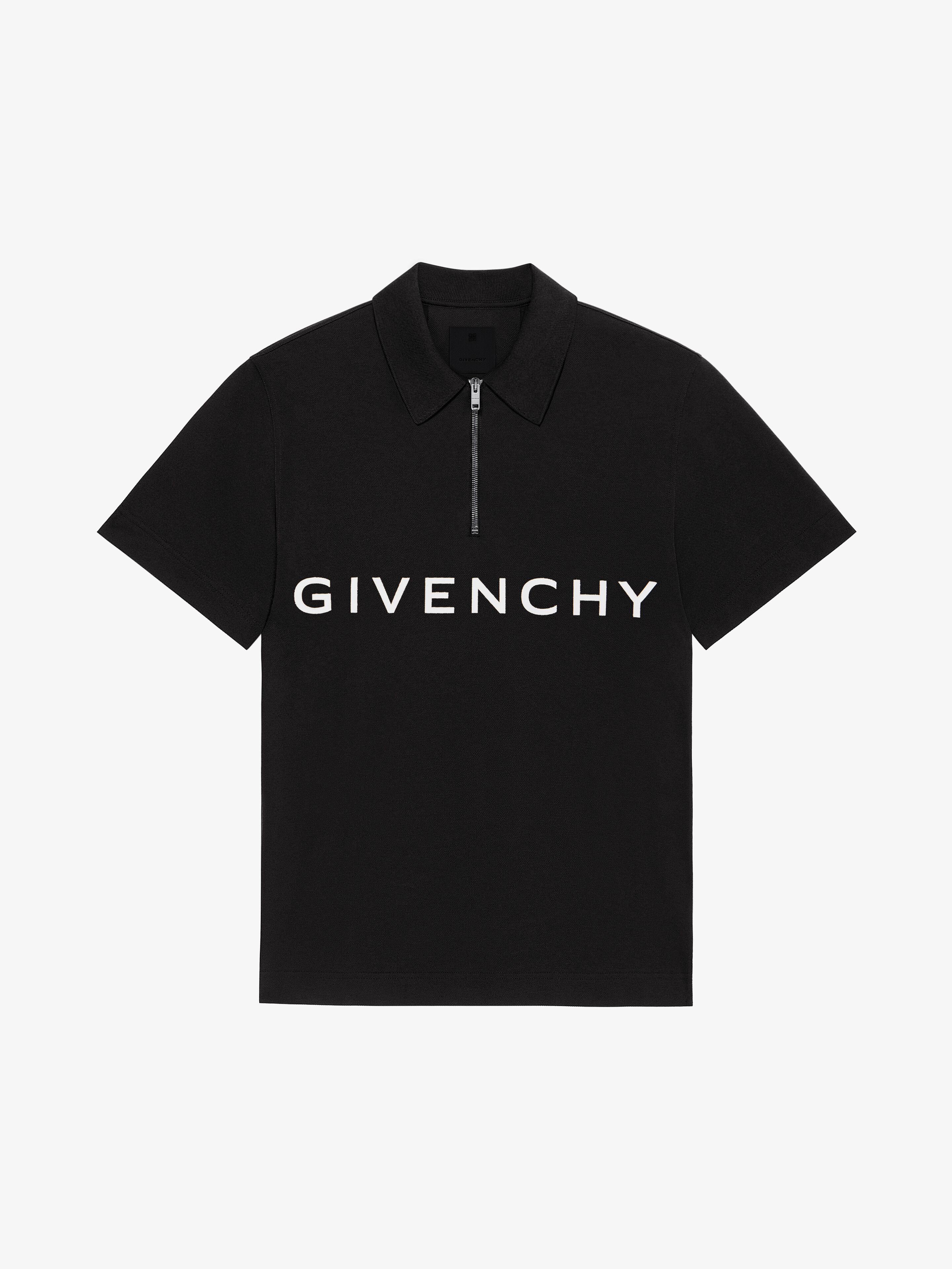 Shop Givenchy Archetype Zipped Polo Shirt In Cotton In Black