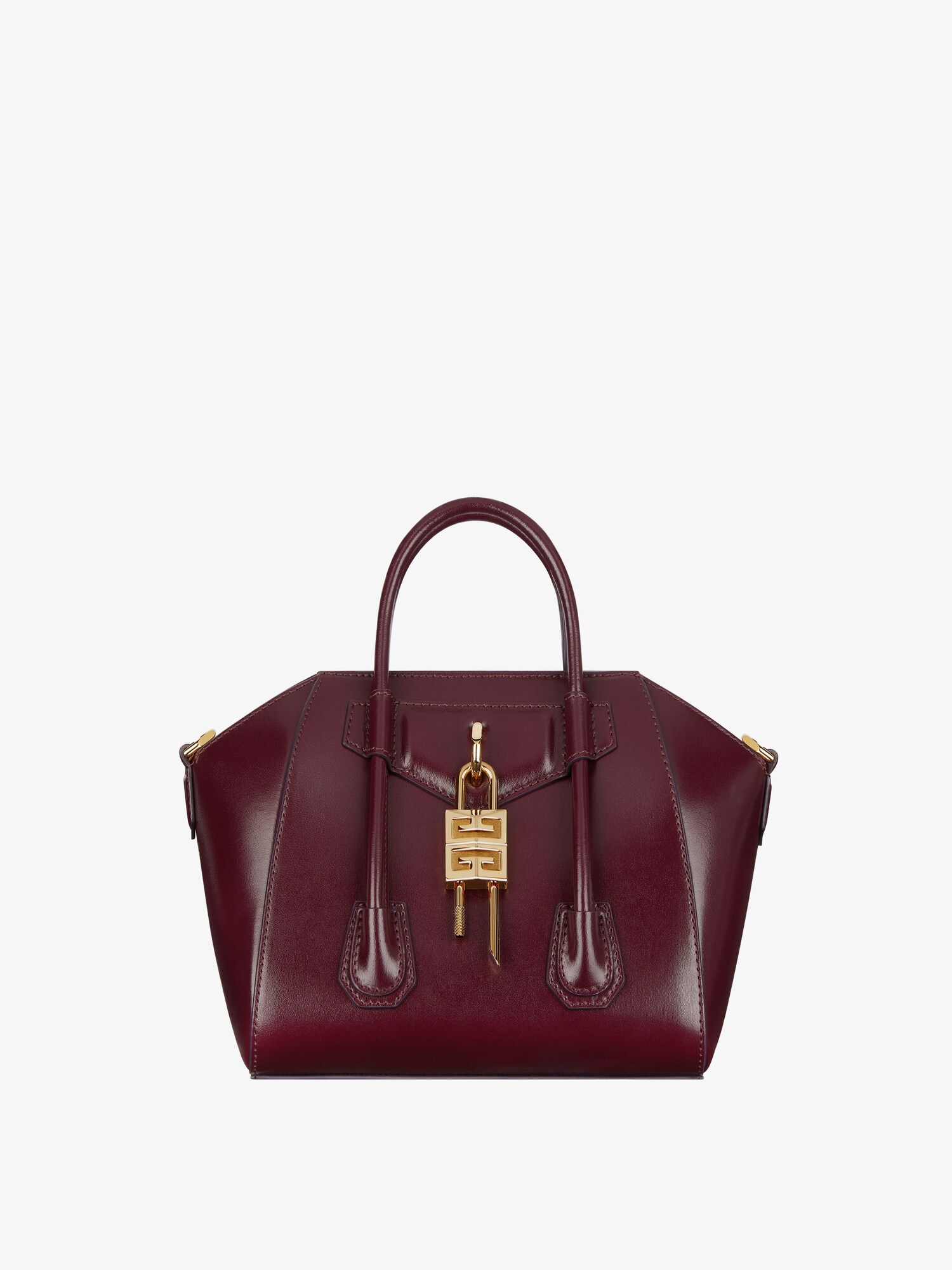 Mini Antigona Lock bag in Box leather in - oxblood red | Givenchy US