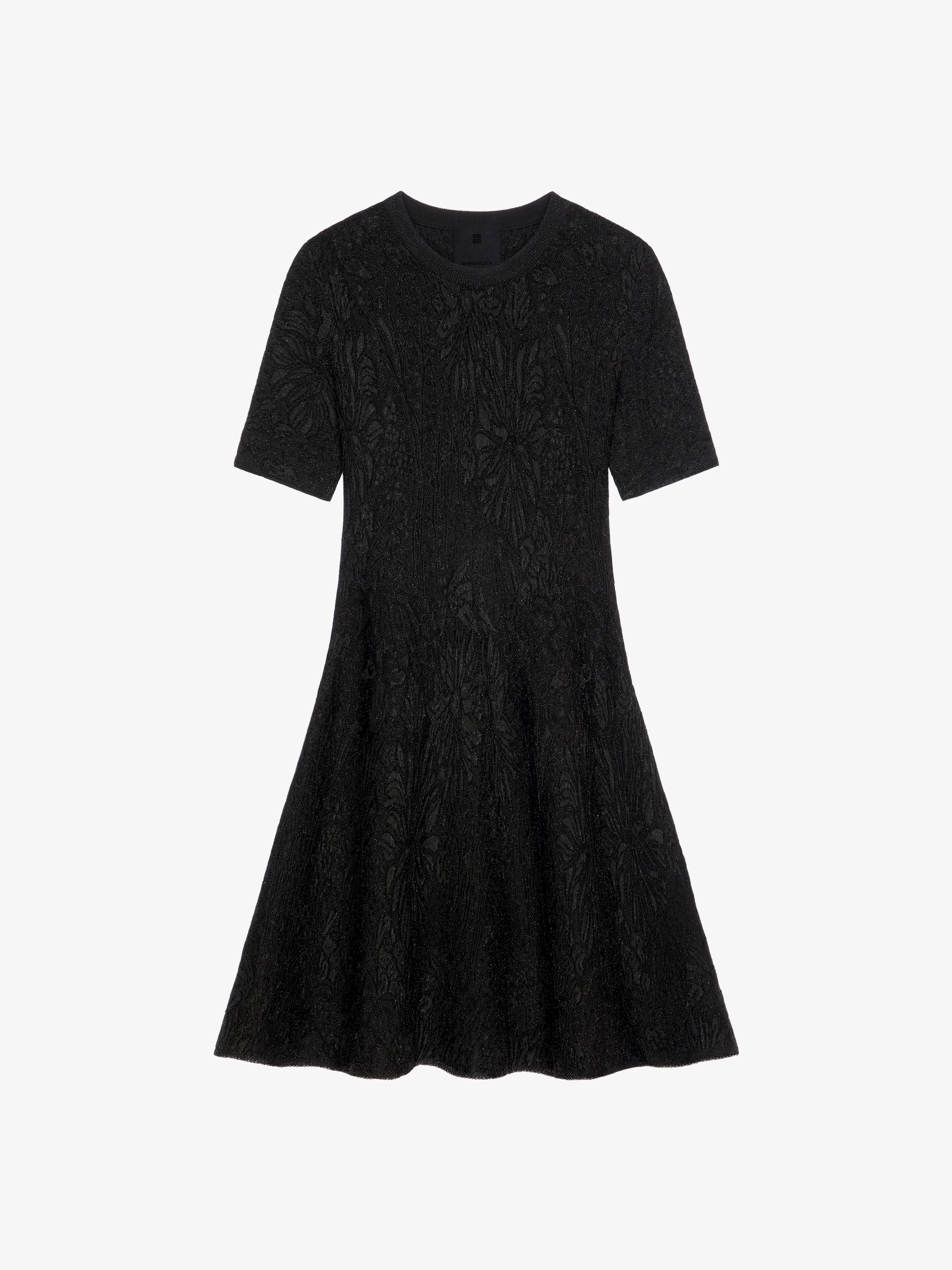Shop Givenchy Dress In Lurex With Floral Jacquard In Black