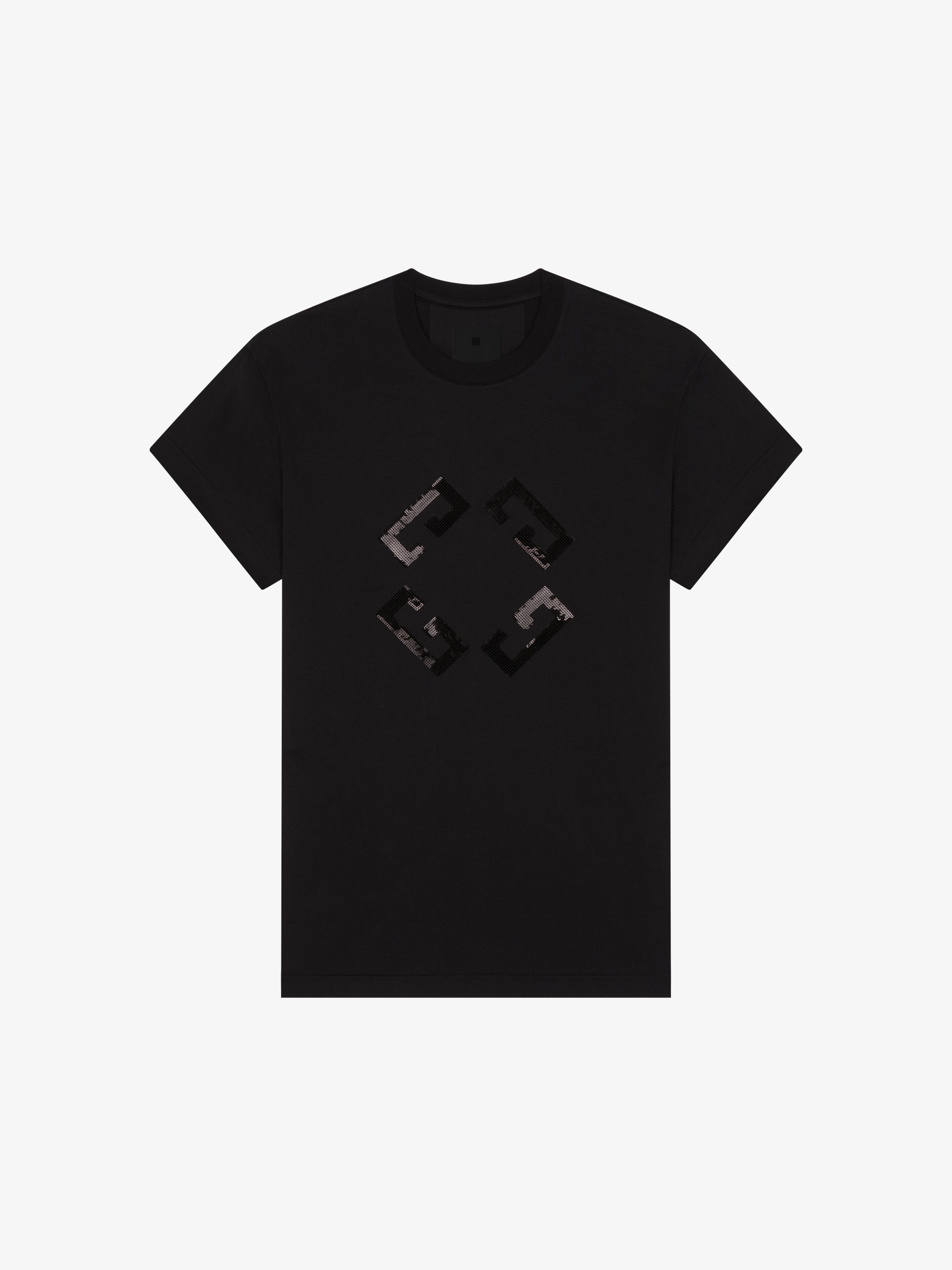 Givenchy - T-shirt Monogramme 72 En Coton Et Sequins - Noir - pour Femme - Taille : L