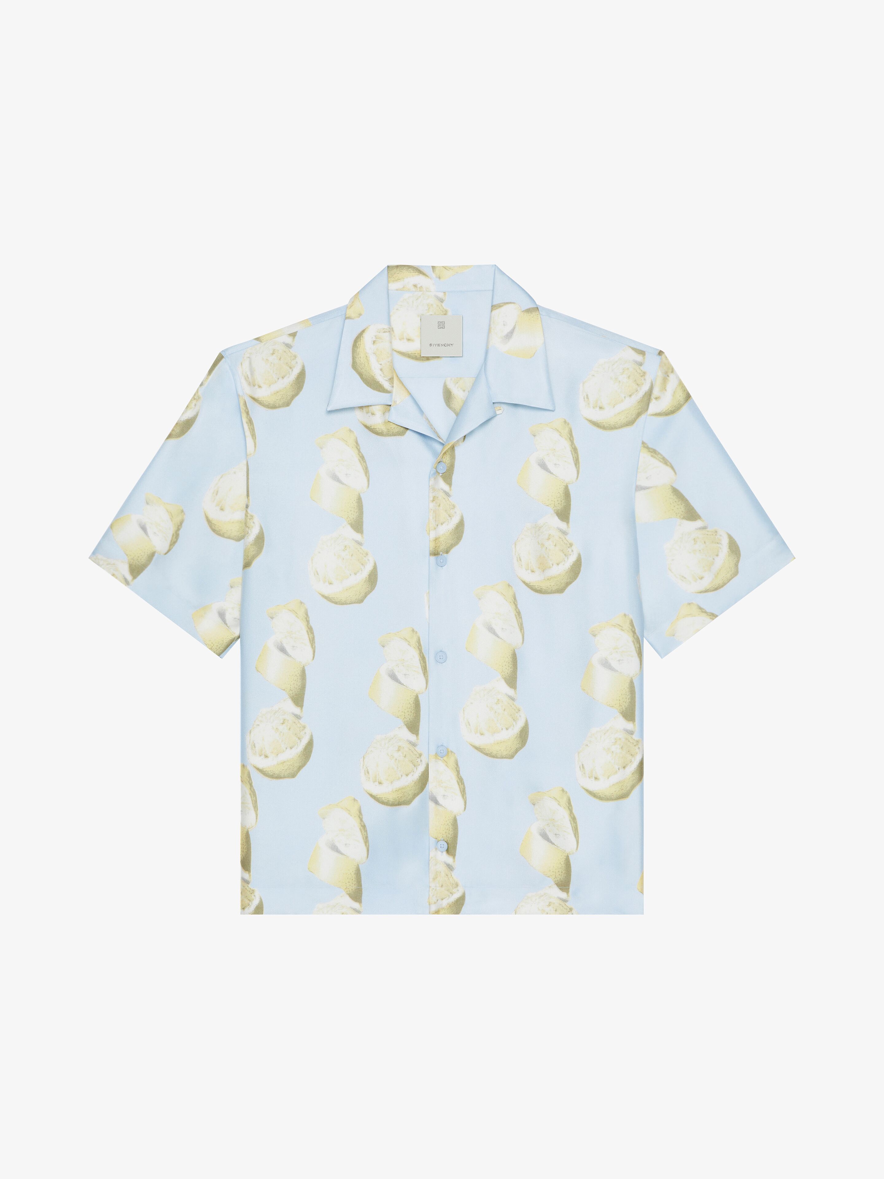 Givenchy - Chemise En Soie Imprimé Citron - Bleu - pour Homme - Taille : 38