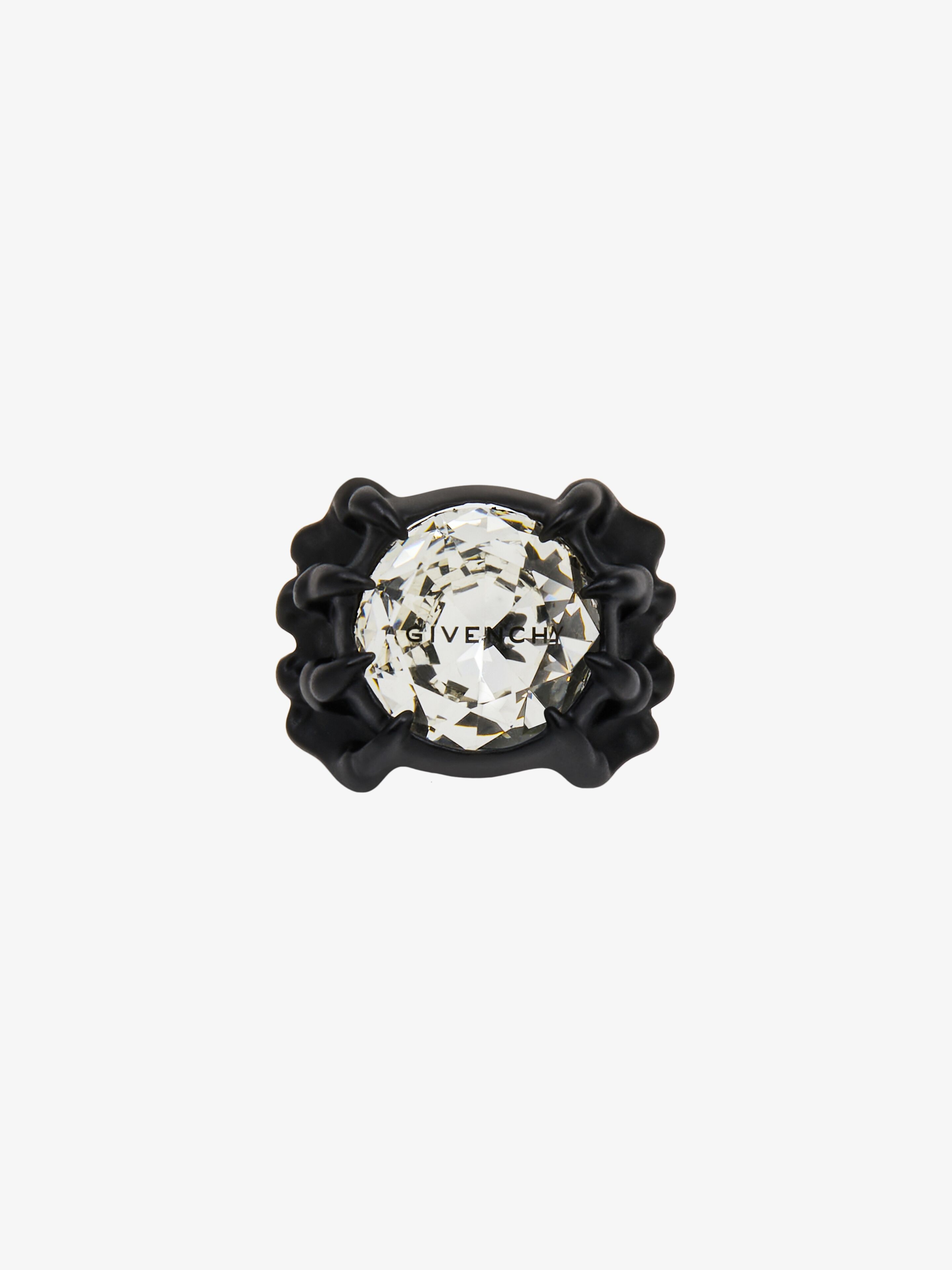 Shop Givenchy G Skull Ring In Enamel With Crystal In Black
