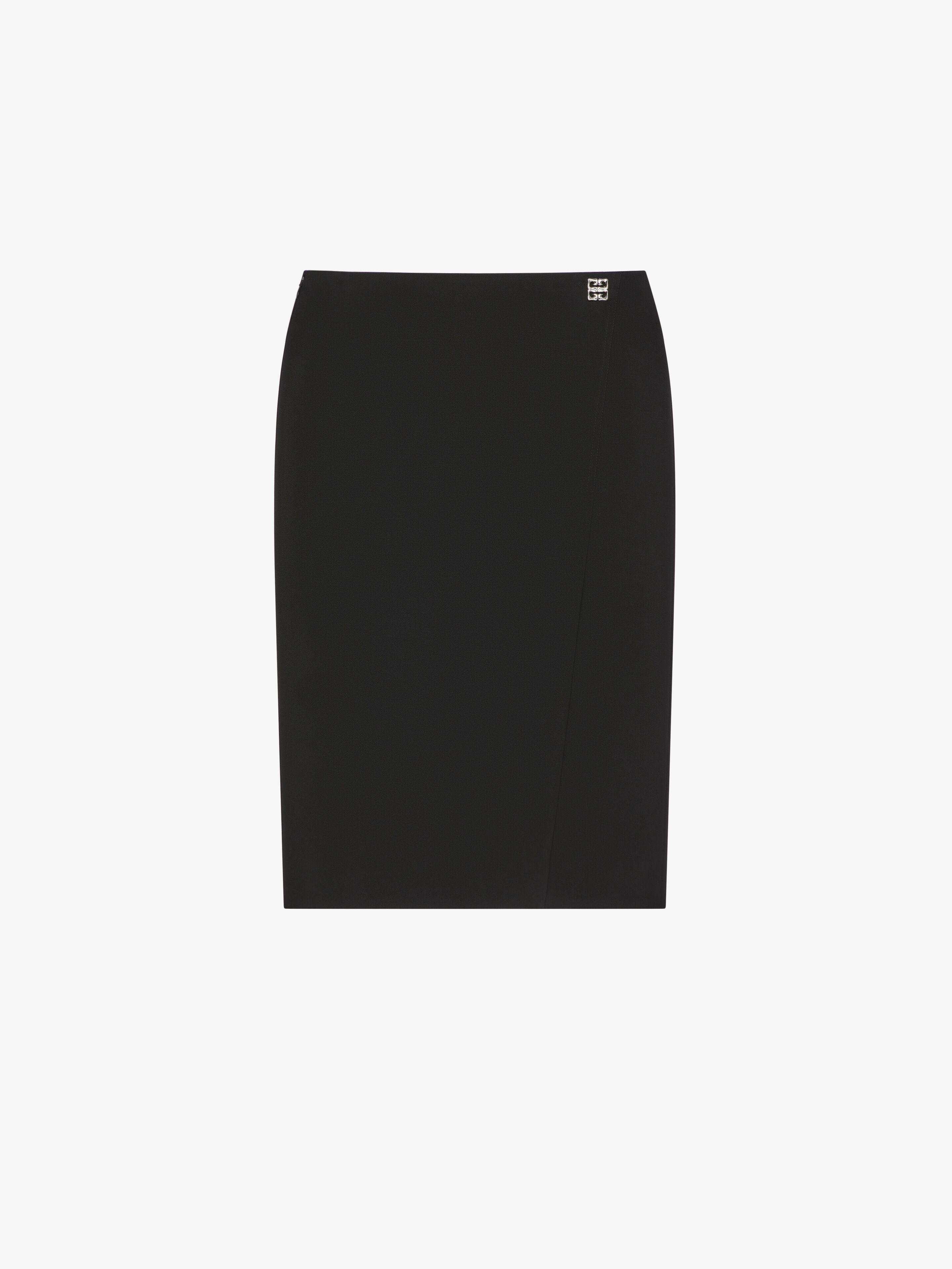Givenchy - Jupe En Laine À Détail 4G Liquid - Noir - pour Femme - Taille : 34