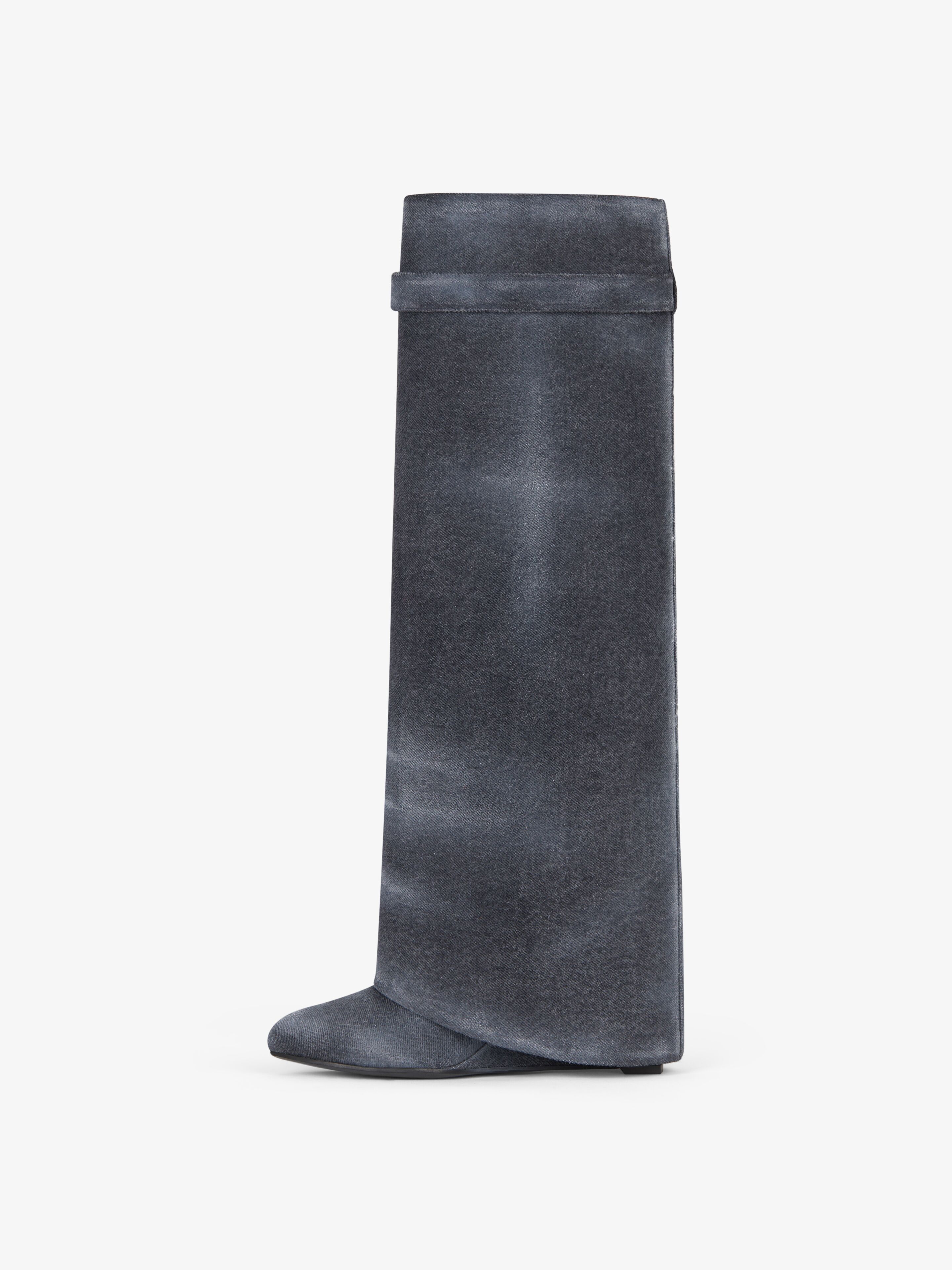Shark Lock boots in washed denim in - black | Givenchy US