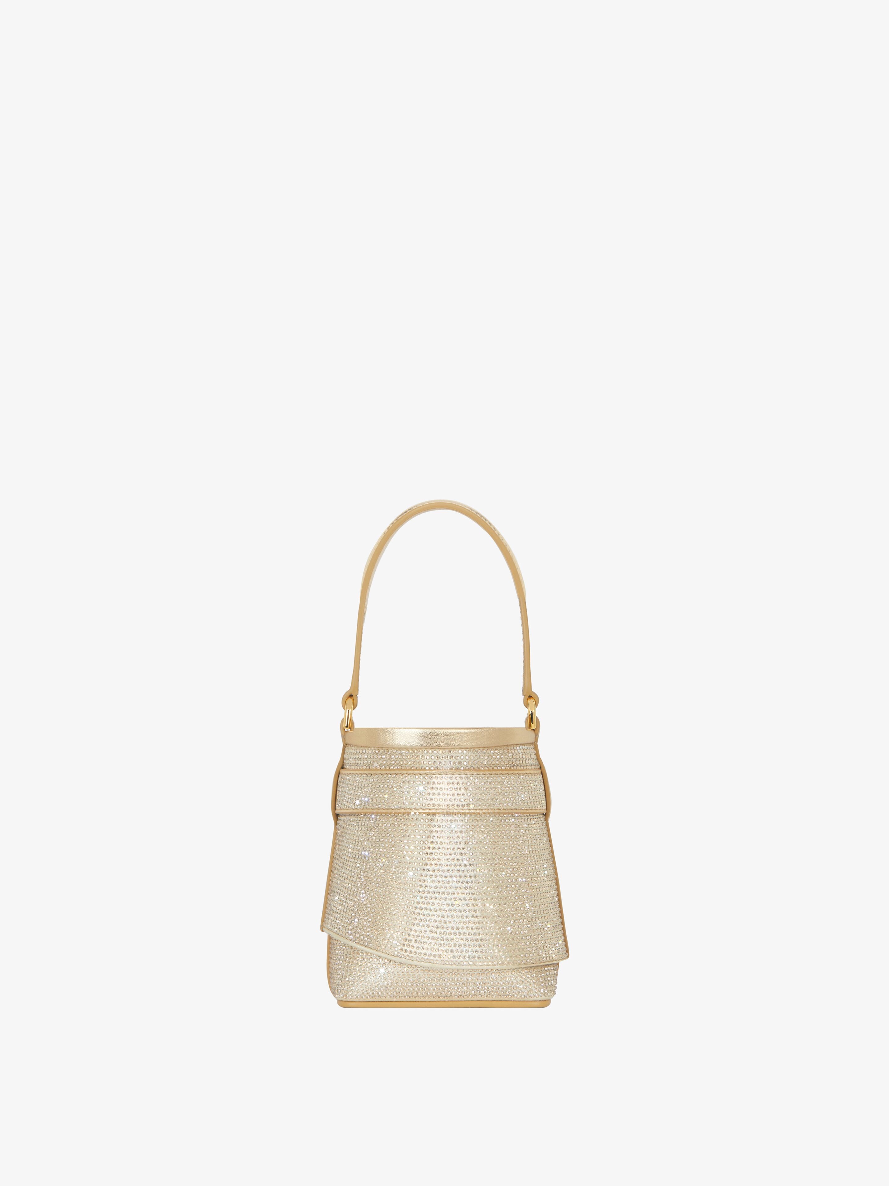 Micro Shark Lock bucket bag in satin with strass | Givenchy