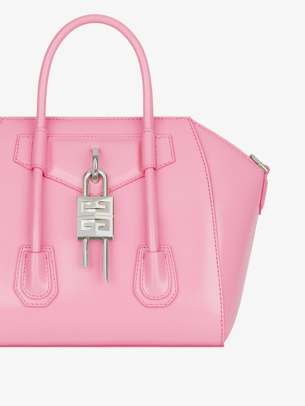 Mini Antigona Lock bag in Box leather in - bright pink | Givenchy US