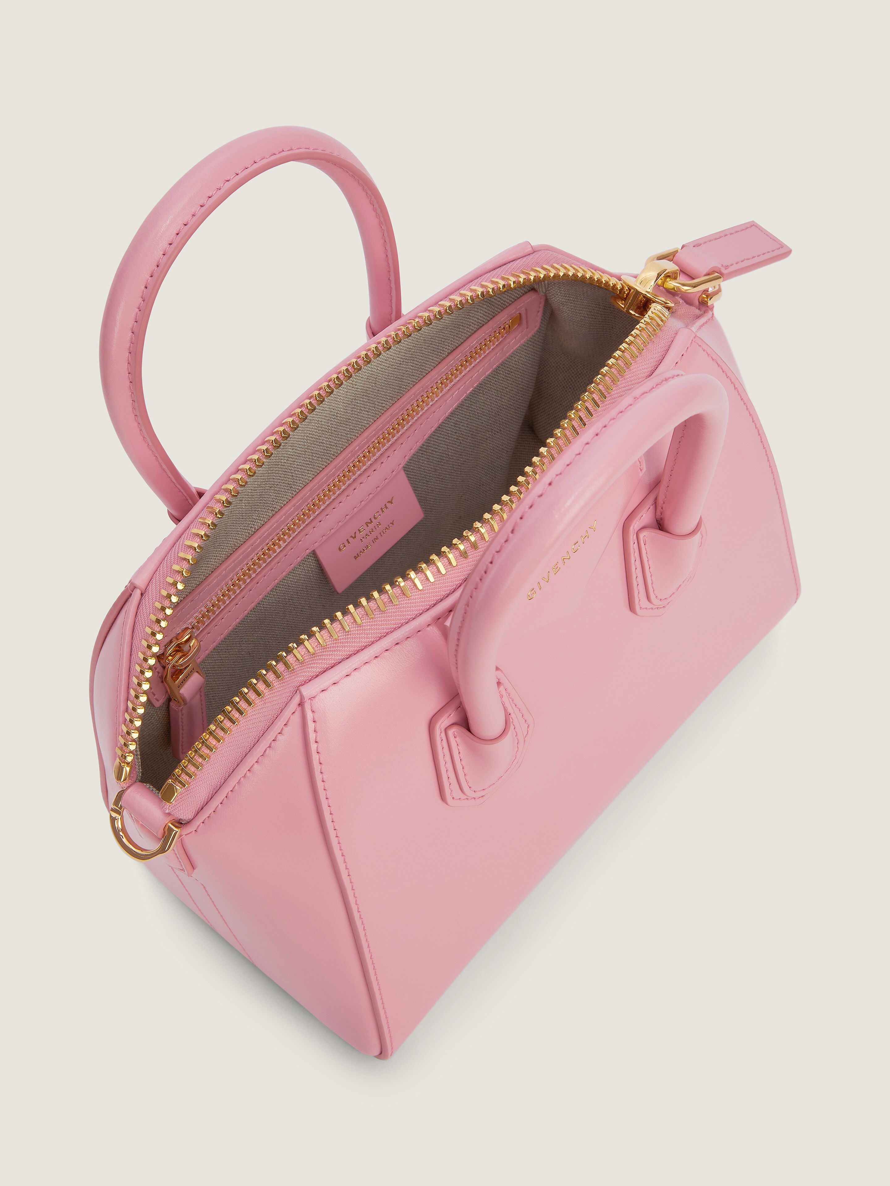 Mini Antigona bag in Box leather in - flamingo | Givenchy US