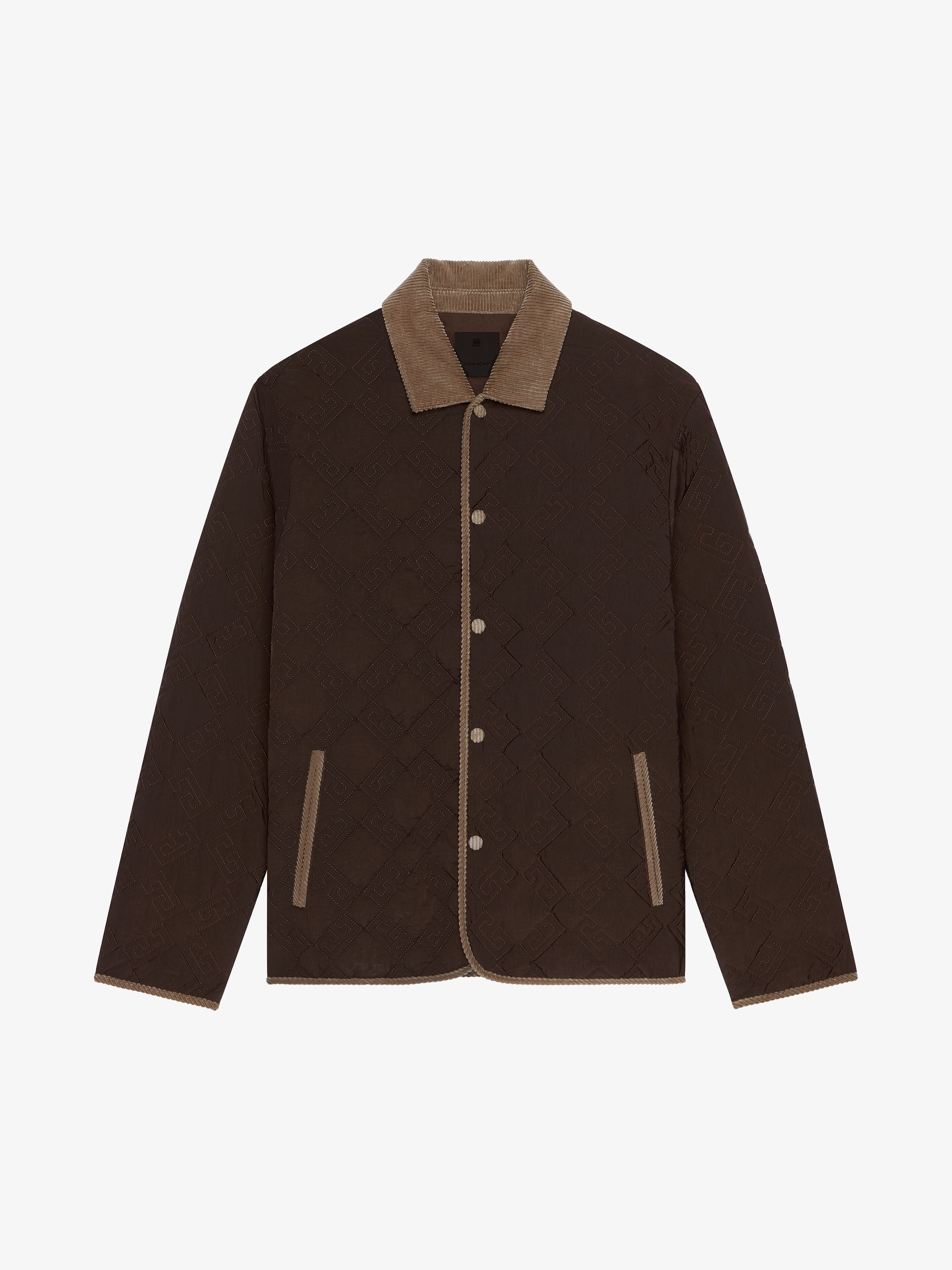 Shop Givenchy Padded Jacket In Mixed Fabrics With Monogram 72 In Brown