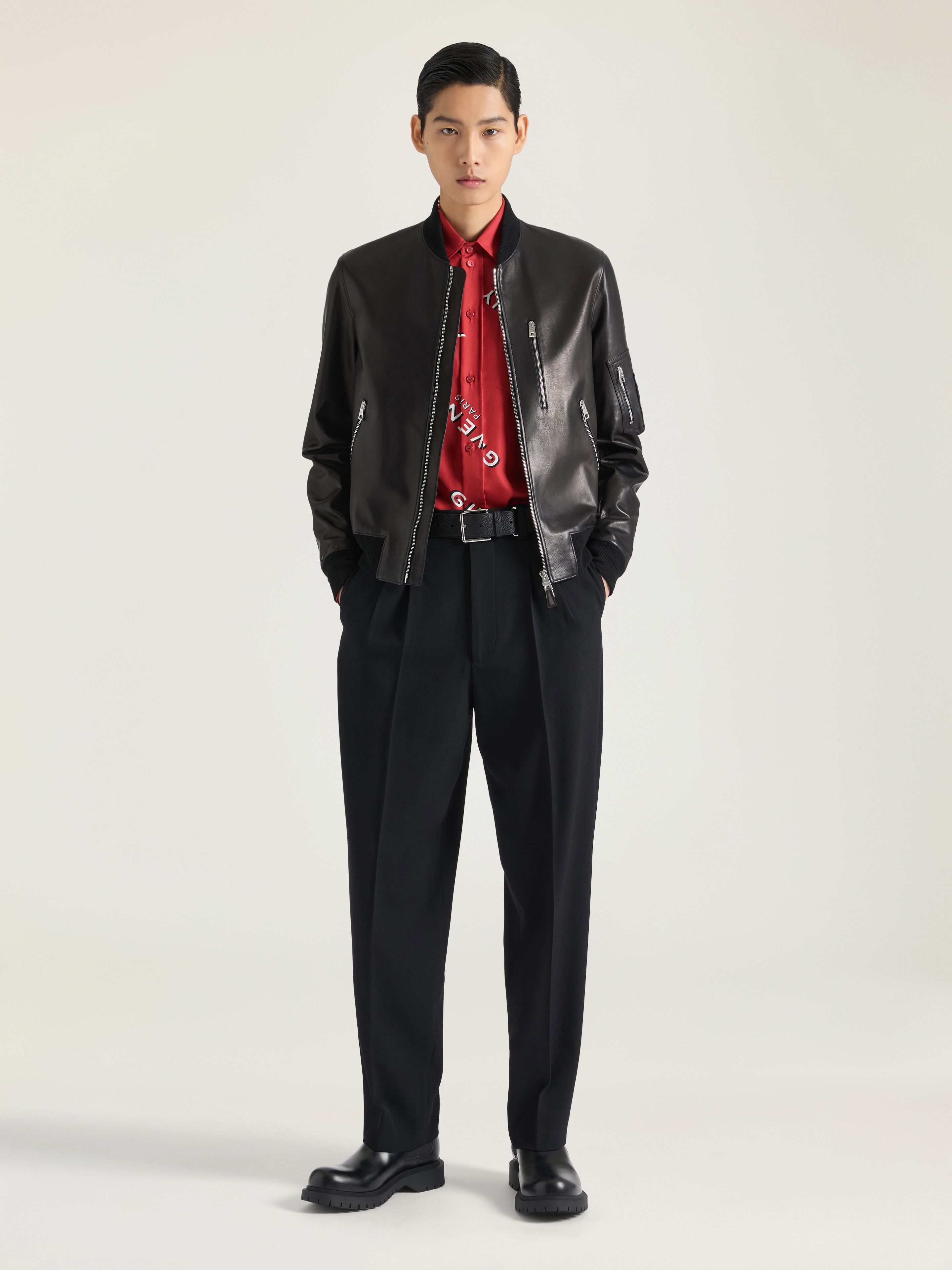 レザー アビエータージャケット - ブラック - ハイブランド