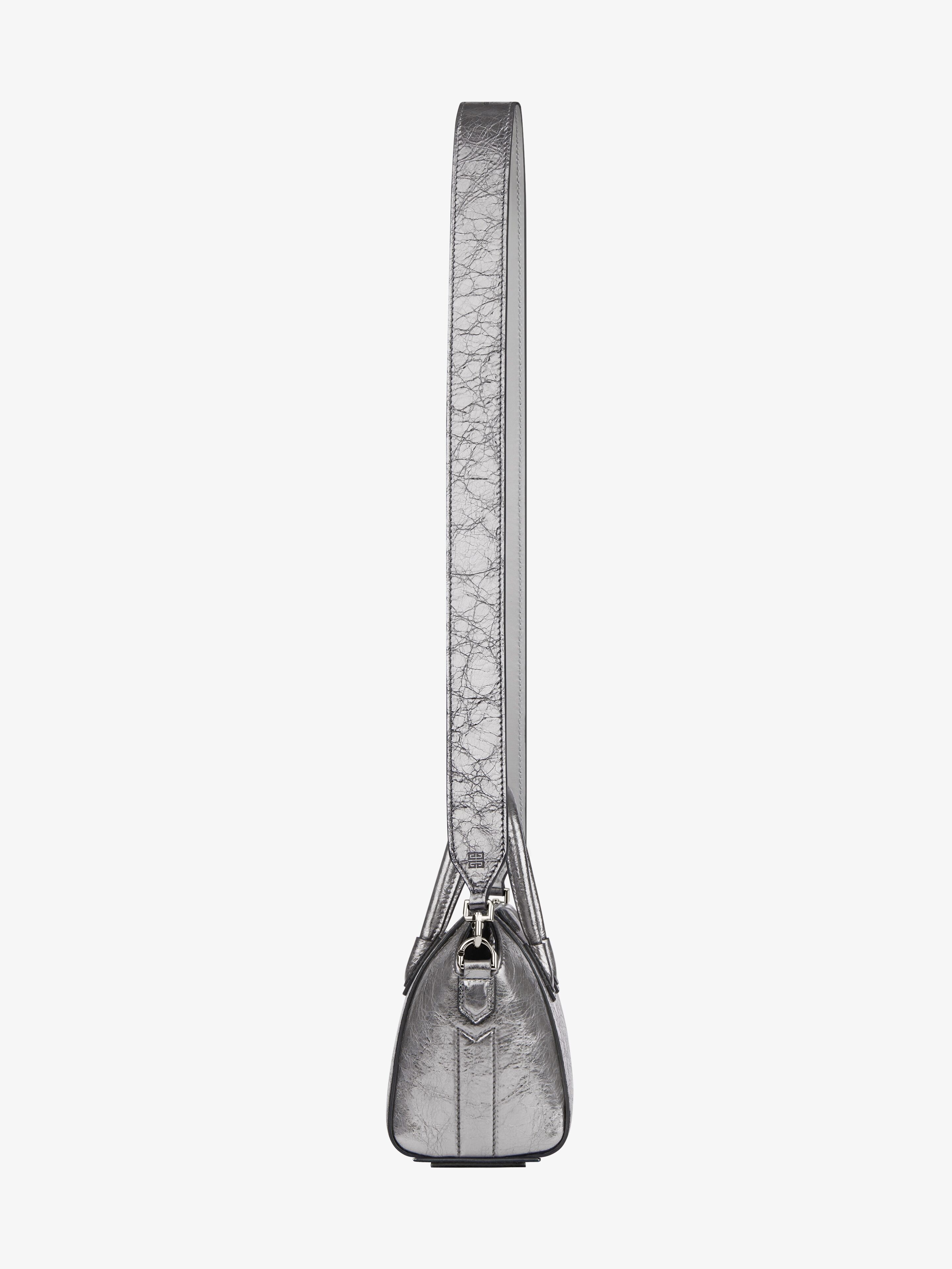 Antigona Toy bag in laminated leather in - silvery grey