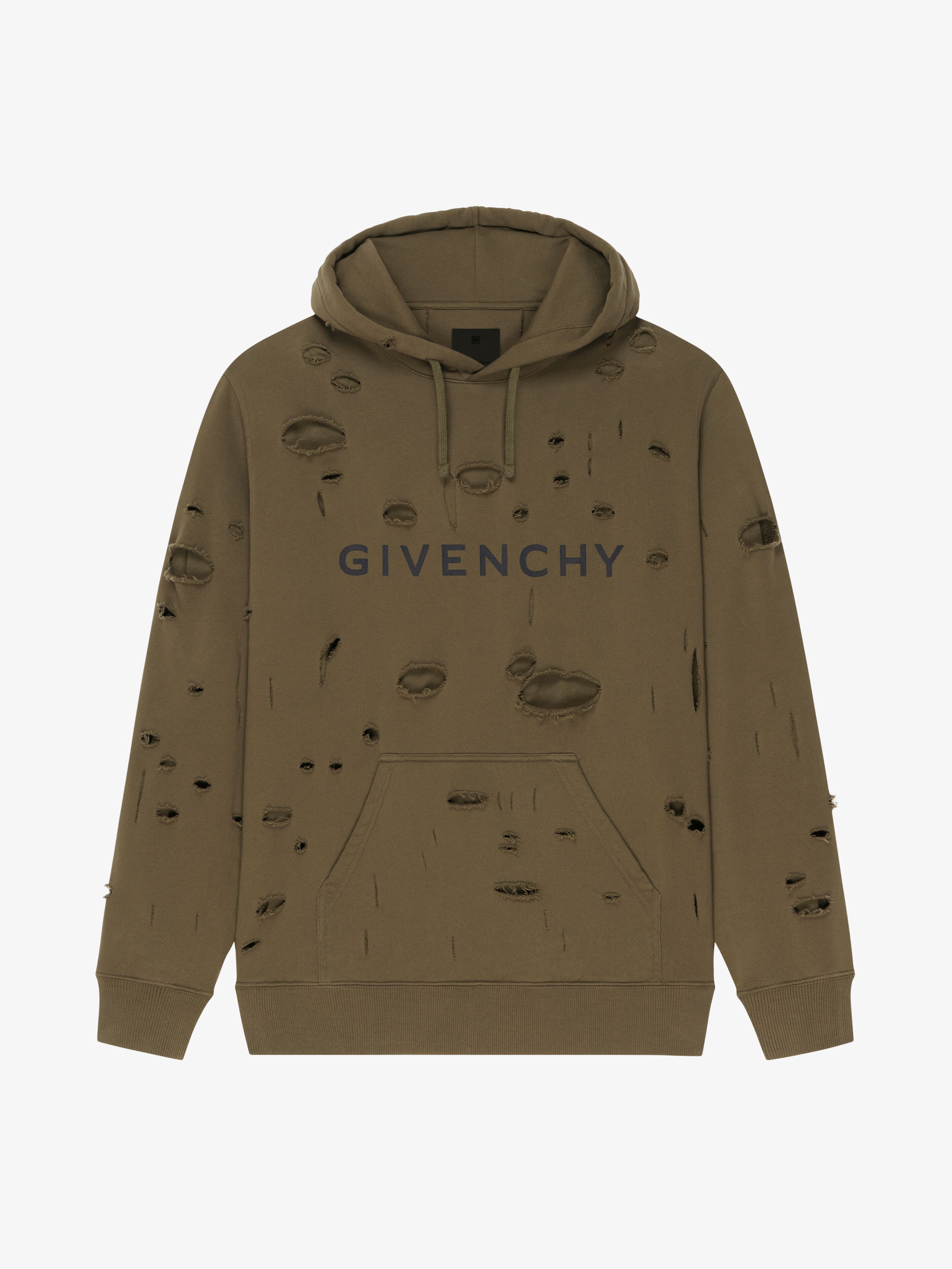 Shop GIVENCHY Givenchy hoodie in felpa with destroyed effect (BMJ0KF3Y8Y)  by ROHA