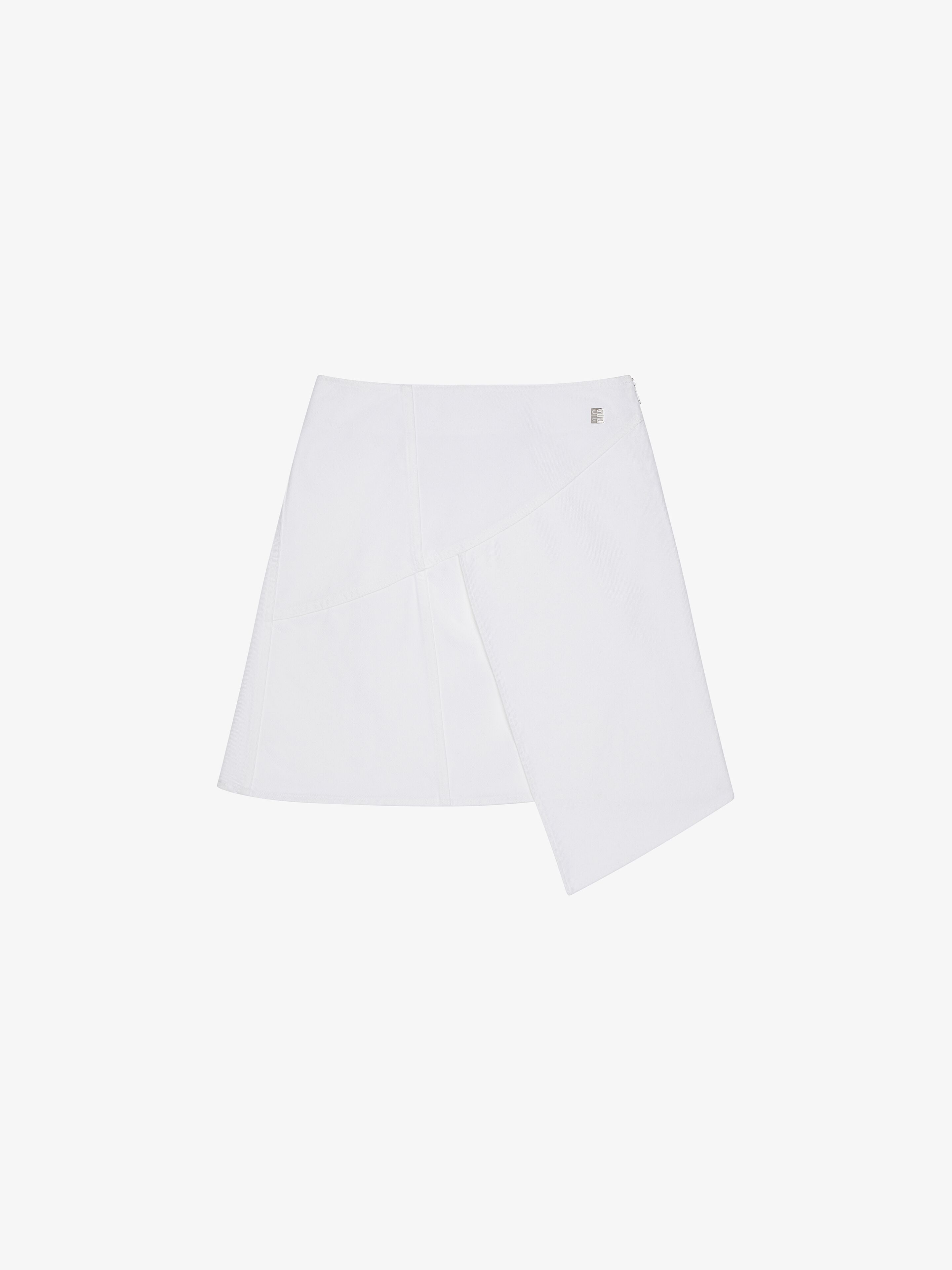 Shop Givenchy Wrap Skirt In Denim With 4g Detail In White