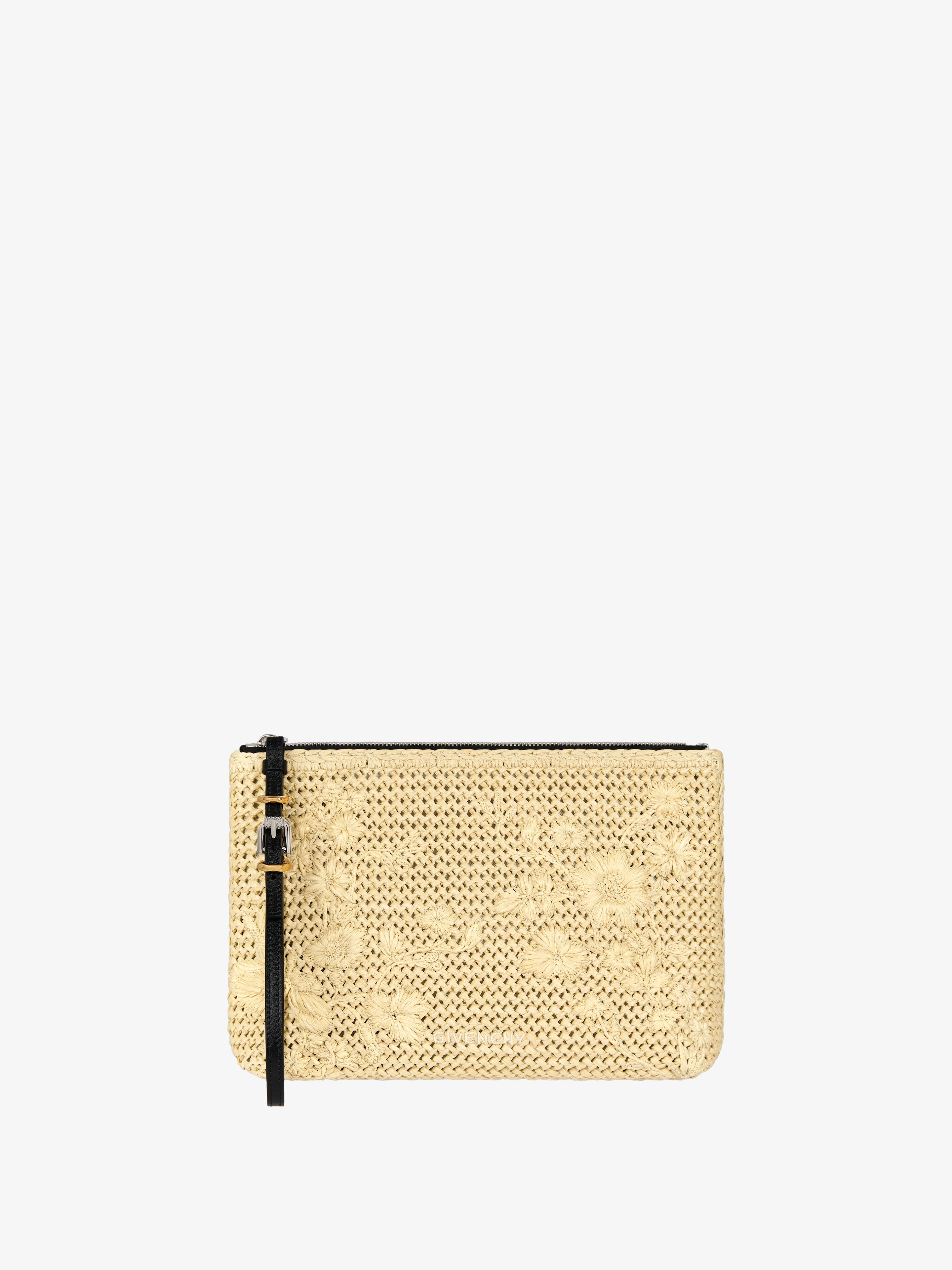 Givenchy - Voyou Pouch In Raffia With Floral Embroidery - For Women