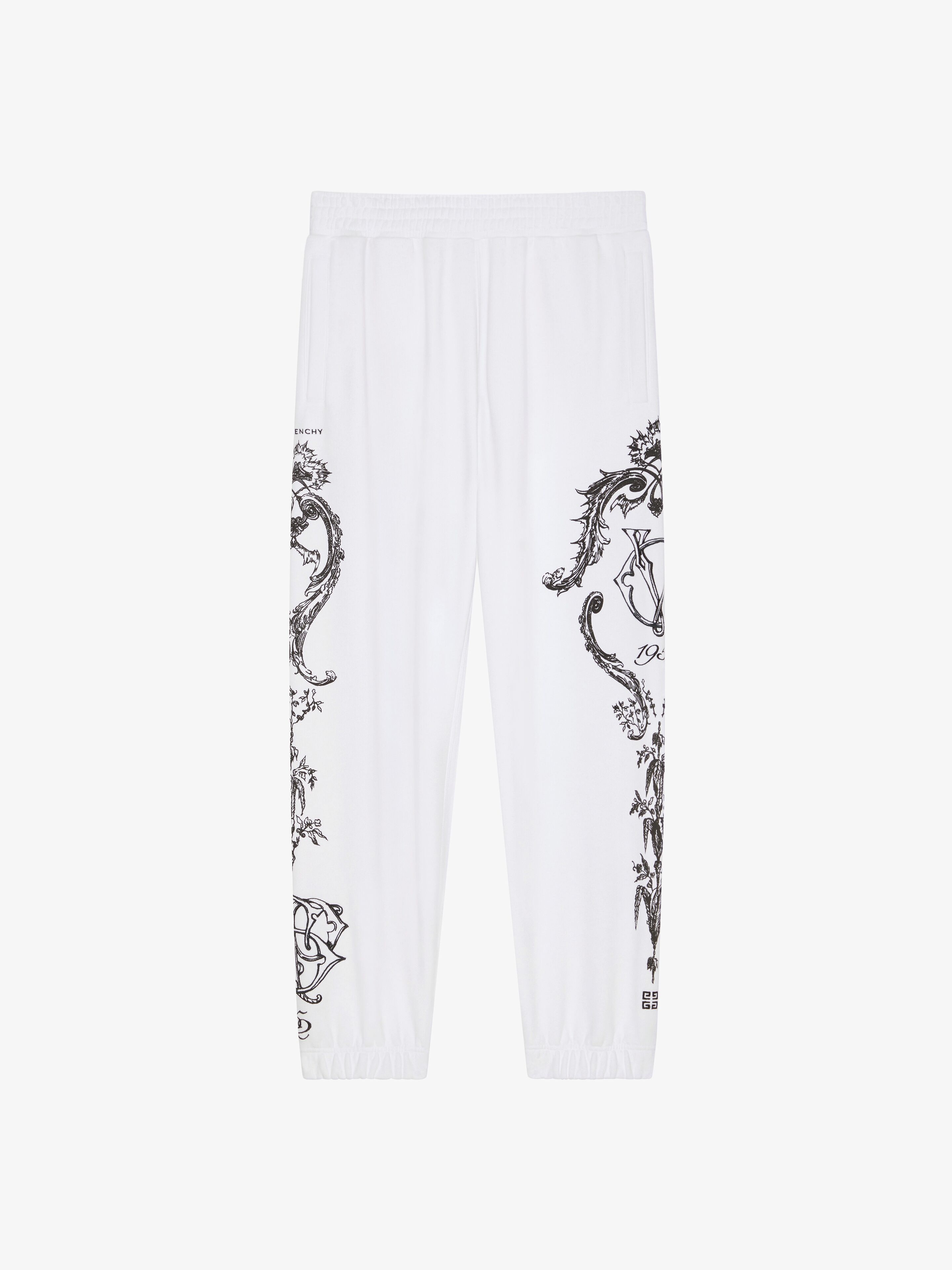 Shop Givenchy Crest Jogger Pants In Fleece In White