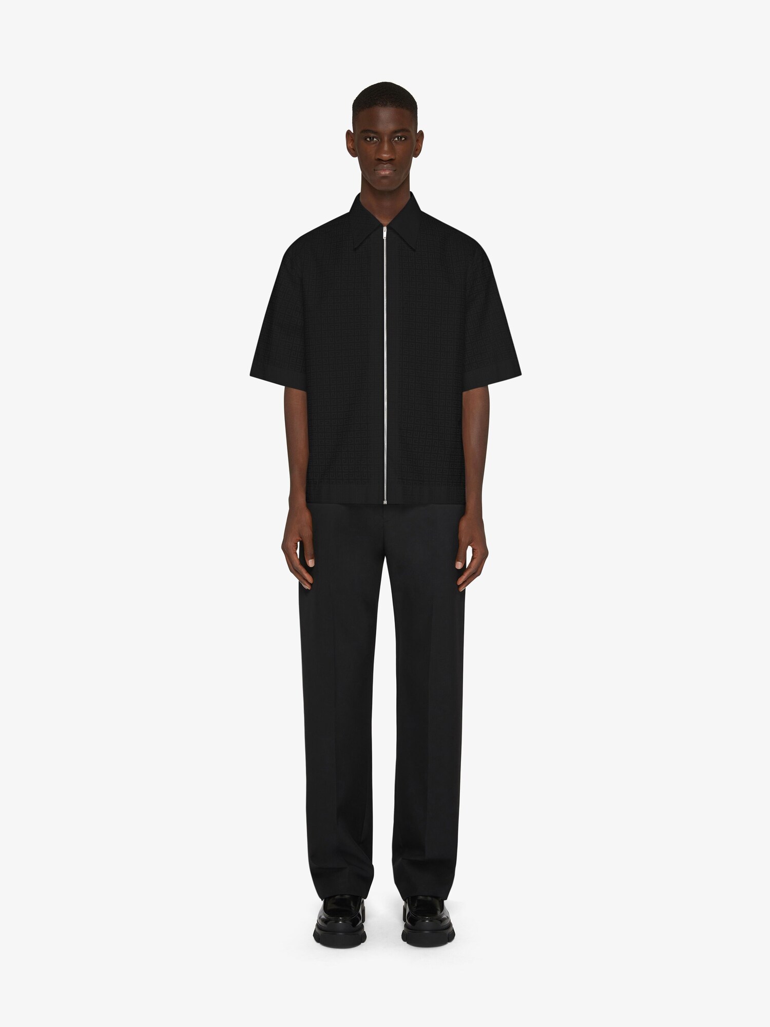 Boxy fit zipped shirt in 4G jacquard | Givenchy US | Givenchy