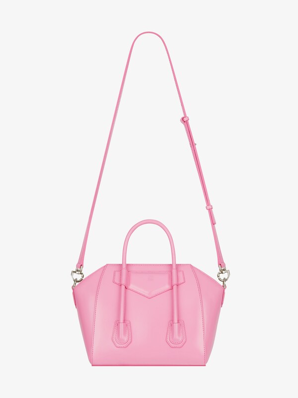 Mini Antigona Lock Bag In Box Leather In - Bright Pink 