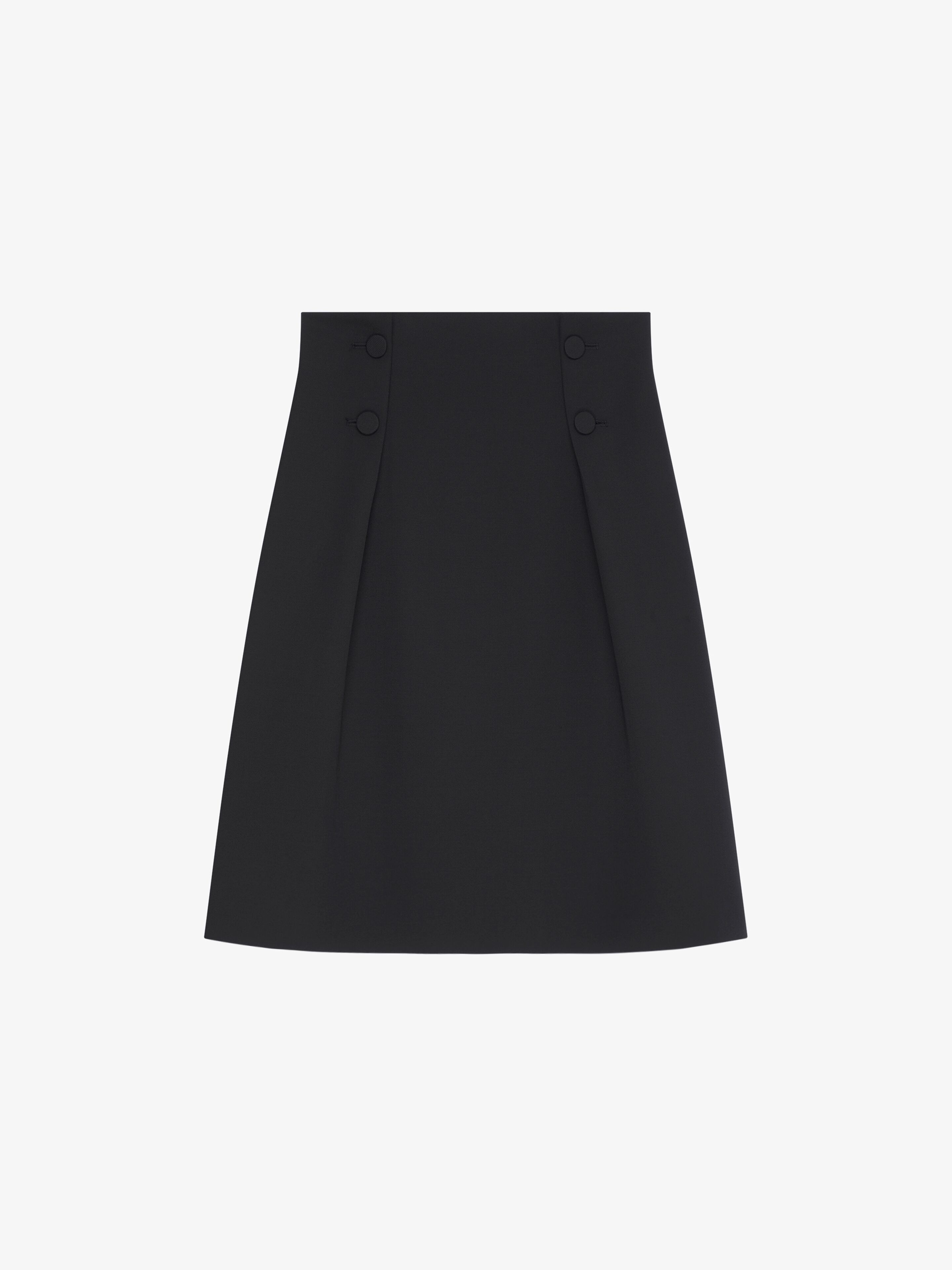 Shop Givenchy Skirt With Buttons In Tricotine Wool In Black