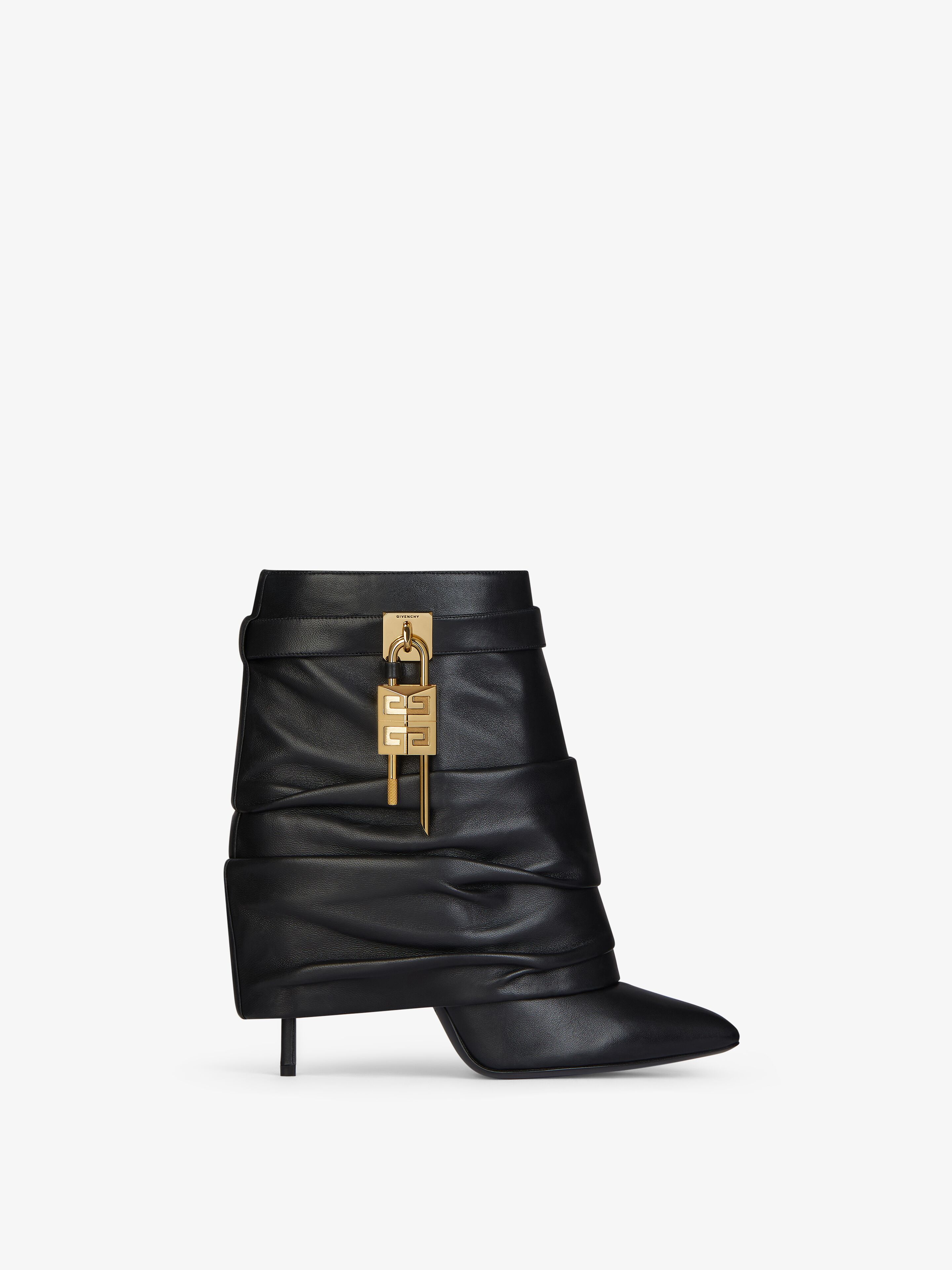 Shop Givenchy Shark Lock Stiletto Ankle Boots In Nappa Leather In Black