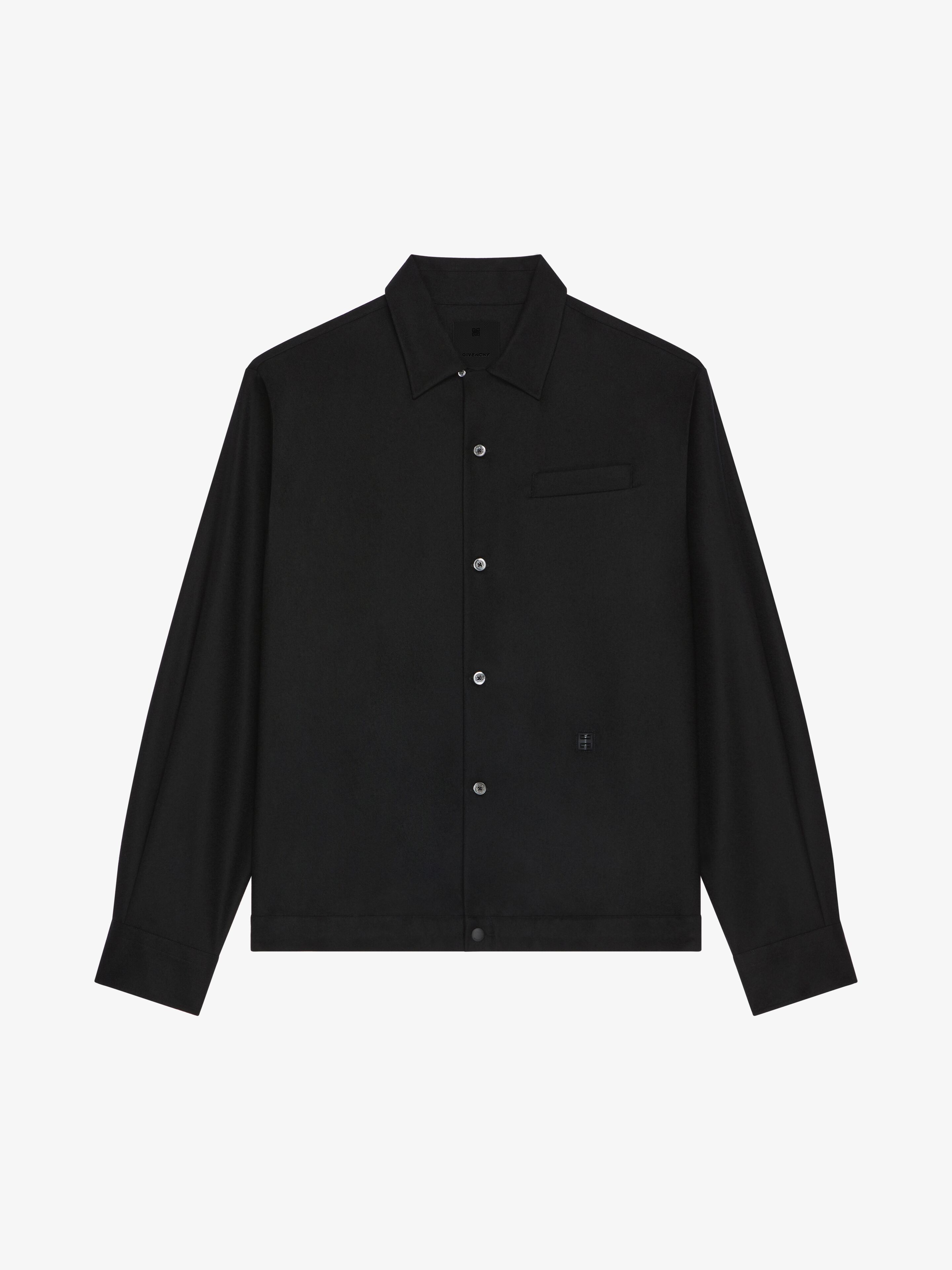 Shop Givenchy Overshirt In Wool With 4g Detail In Black