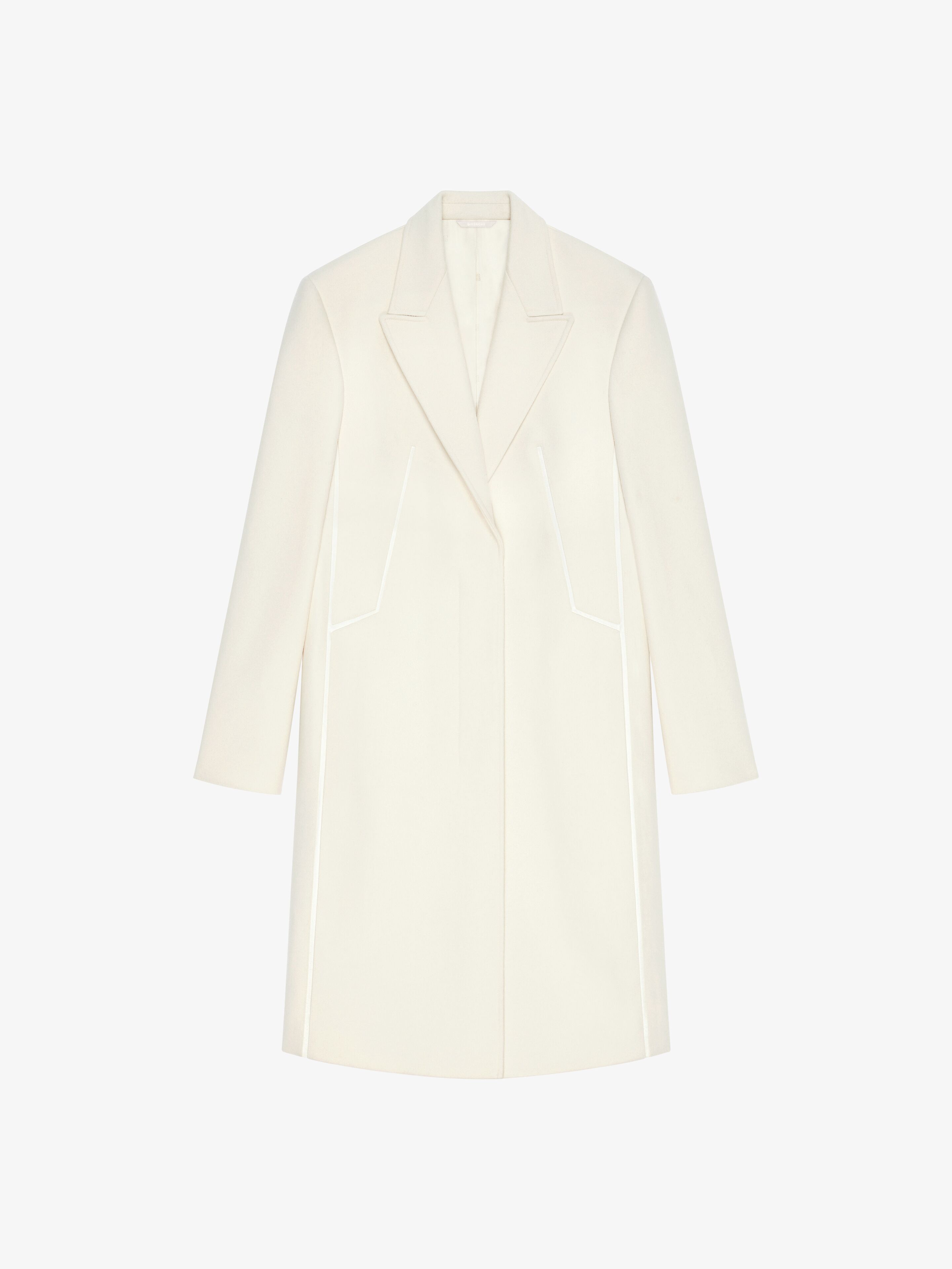 Givenchy Coat In Wool With Satin Details In Neutral